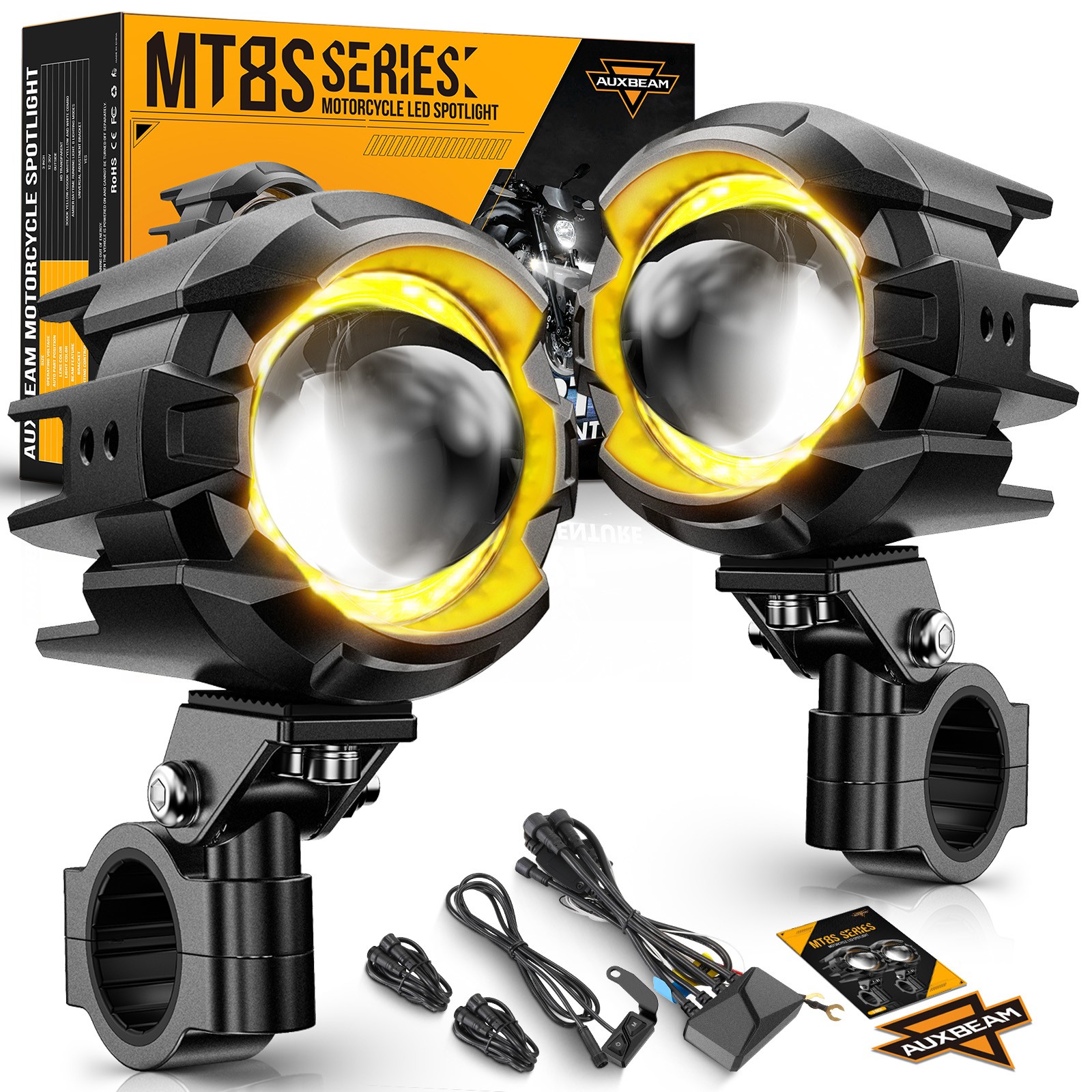 Motorcycle LED Spot Lights Headlight Driving Fog Auxiliary Lamp for Harley Honda