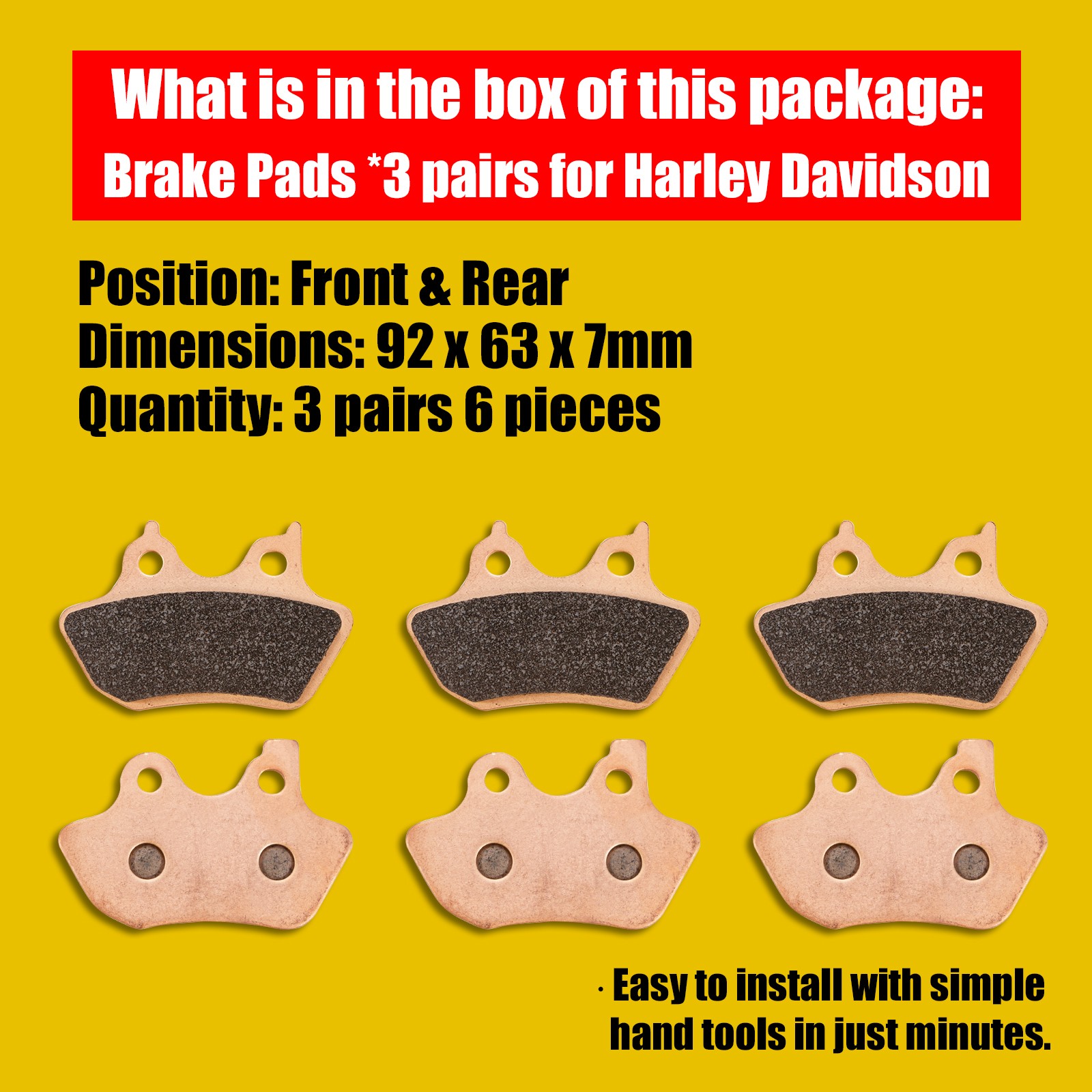 Brake Pads for Harley Davidson Electra Glide Ultra Classic Road King Fatboy Dyna