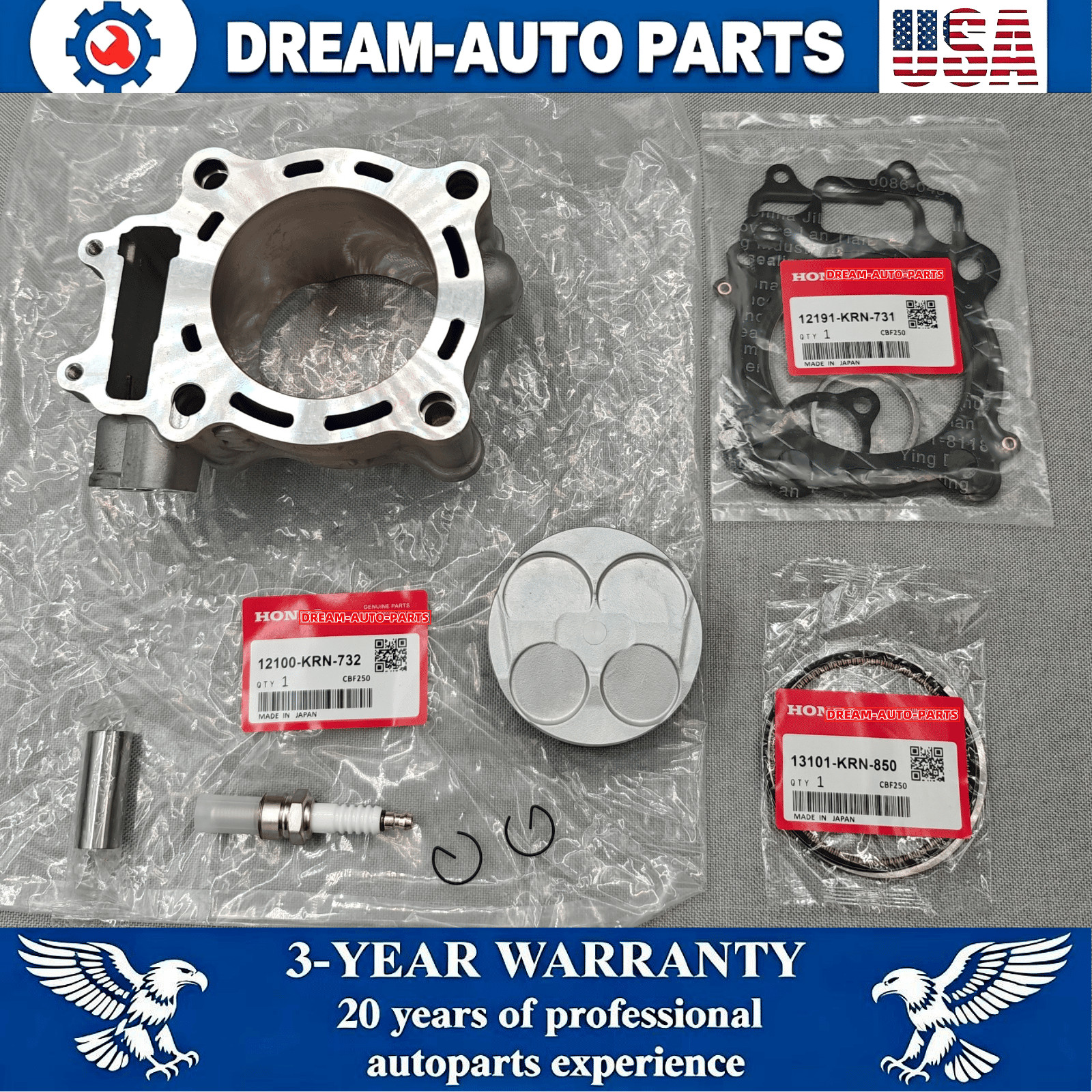 OEM TOP END KIT W/ CYLINDER 78MM FOR HONDA CRF250R CRF250X 2004-2017