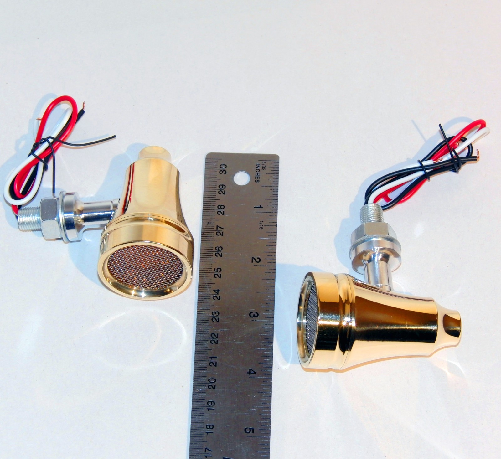 WHISKEY SOLID BRASS & ALLOY TURN SIGNAL LIGHTS 2-LED PR HARLEY BOBBER CAFE RACER