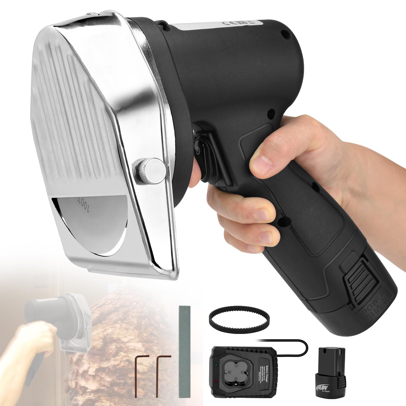 Cordless Electric Gyro Kebab Slicer 80W Portable Shawarma Cutter Doner Machine