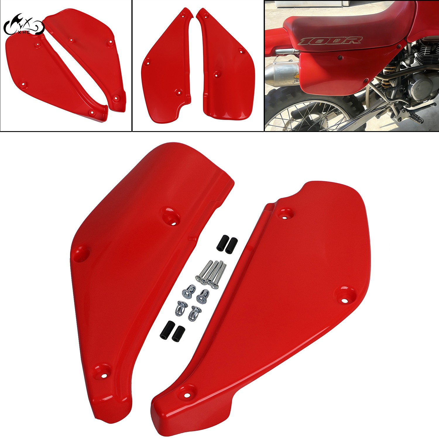 Unpainted Red Side Cover Panel Plates Kit For Honda XR80R XR100R 1988-2000 1999