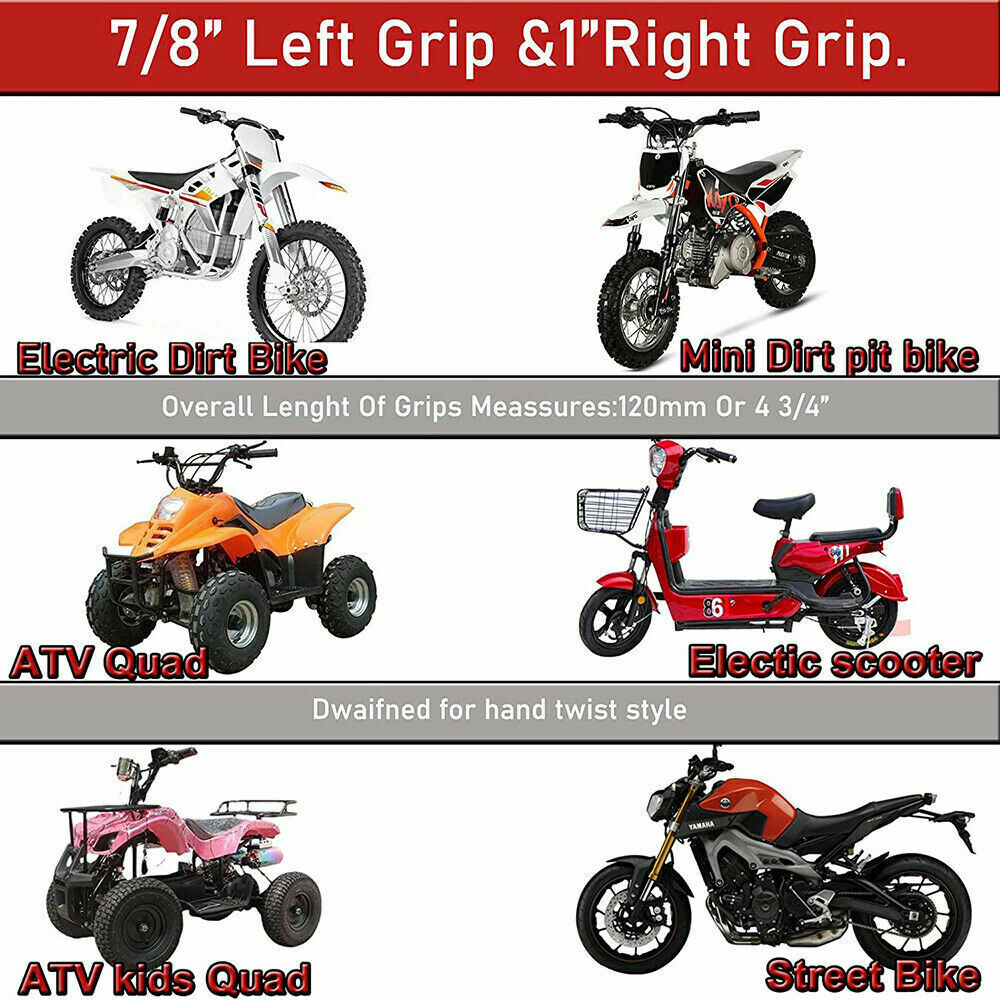 Prtaper Hand Grips 7/8″ Red Handle Bar Pr Taper Handgrip for ATV Pit Dirt Bike