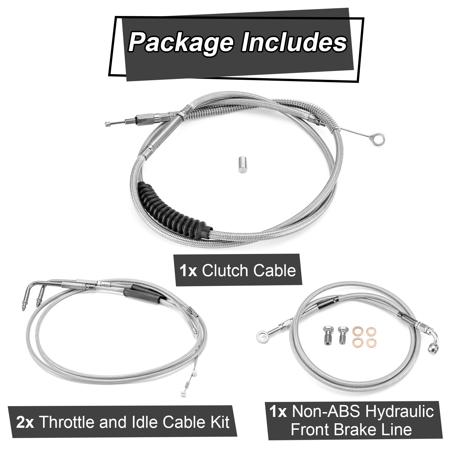 12″ Pre-Drilled Handlebar brake clutch cable For 93-05 Harley Dyna FXDWG Non-ABS
