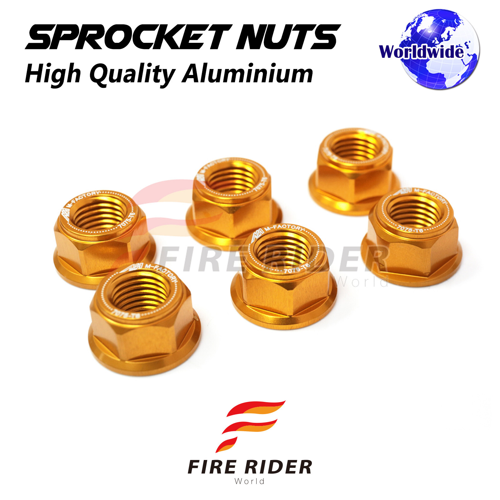 Gold Rear Sprocket Nuts M10 For Suzuki GSX250 All Year