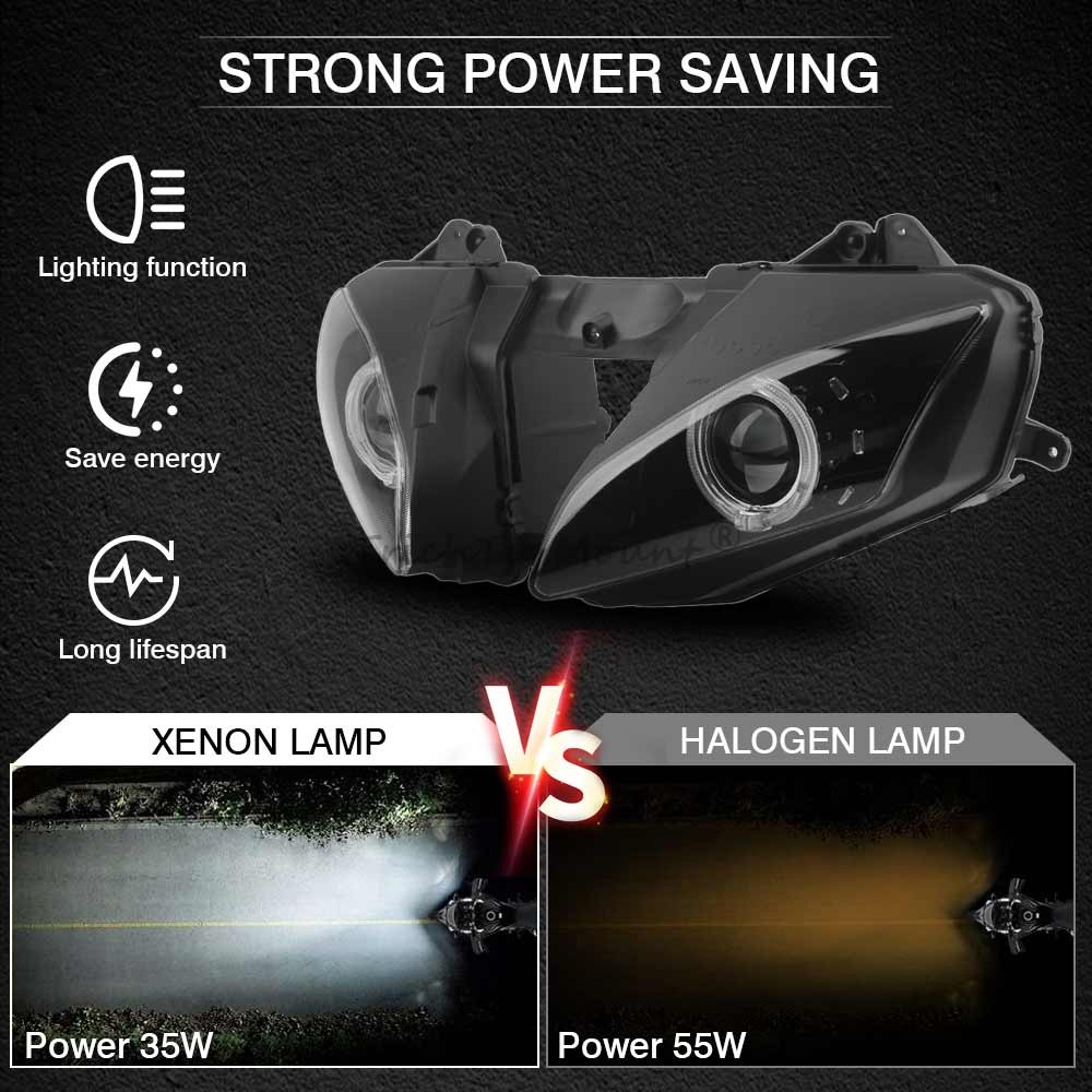 Fully HID Headlight Assembly Red Angel Eyes Headlamp For Yamaha YZF R6 2006-2007