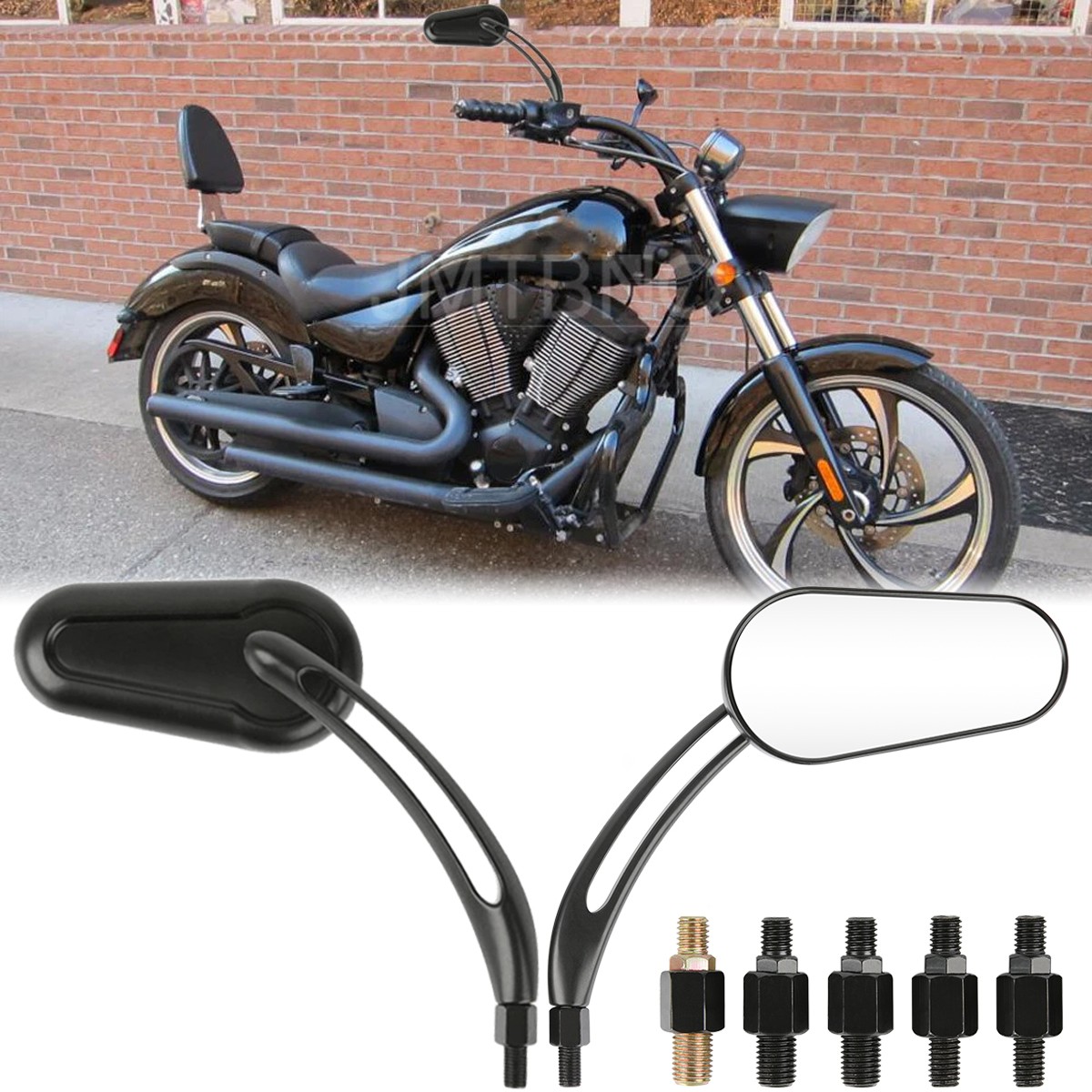 Pair Motorcycle 8mm/10mm Rearview Side Mirrors For Victory Vegas 8-Ball Hammer