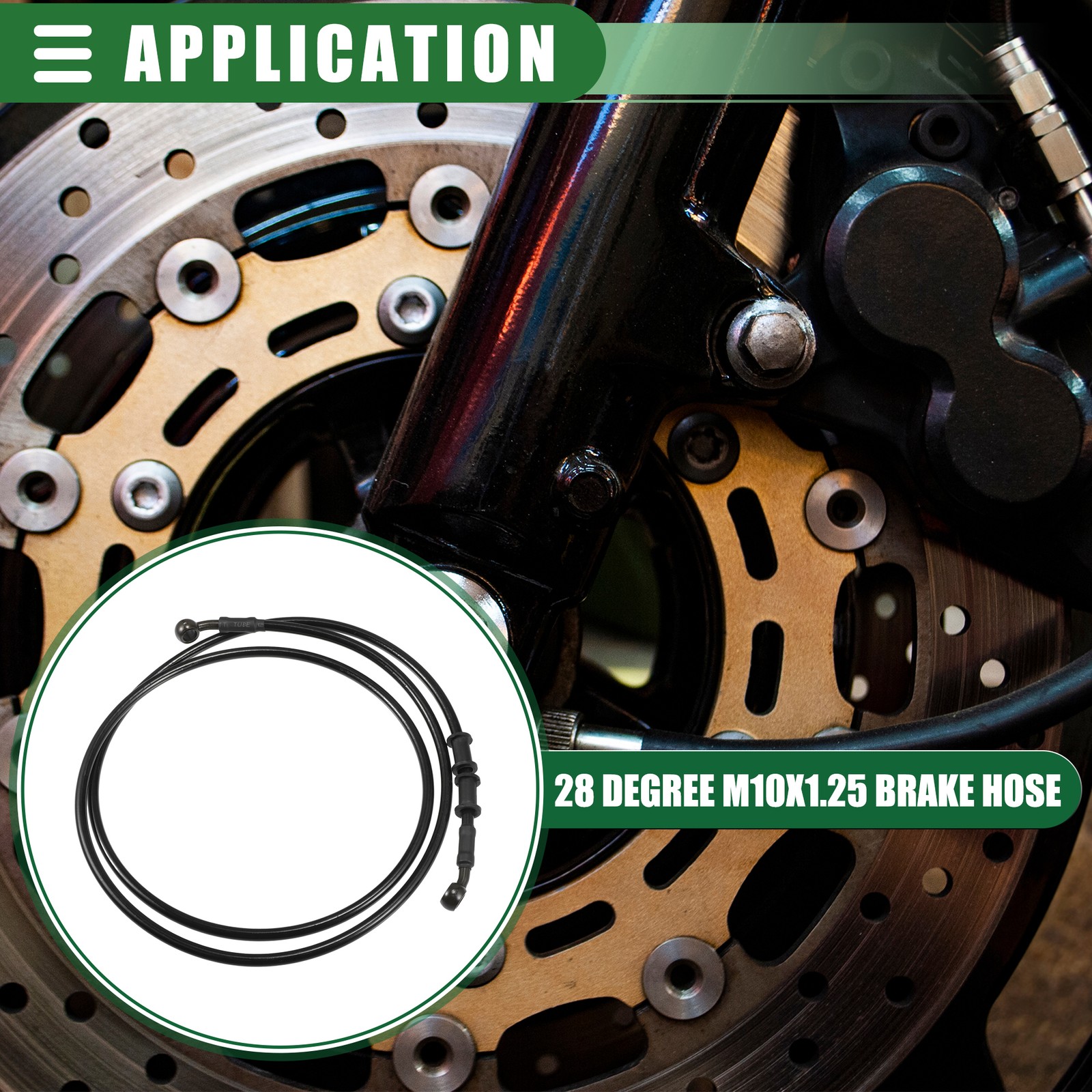 170cm Motorcycle Braided Hydraulic Brake Line Oil Hose Black Army Green 1 Set