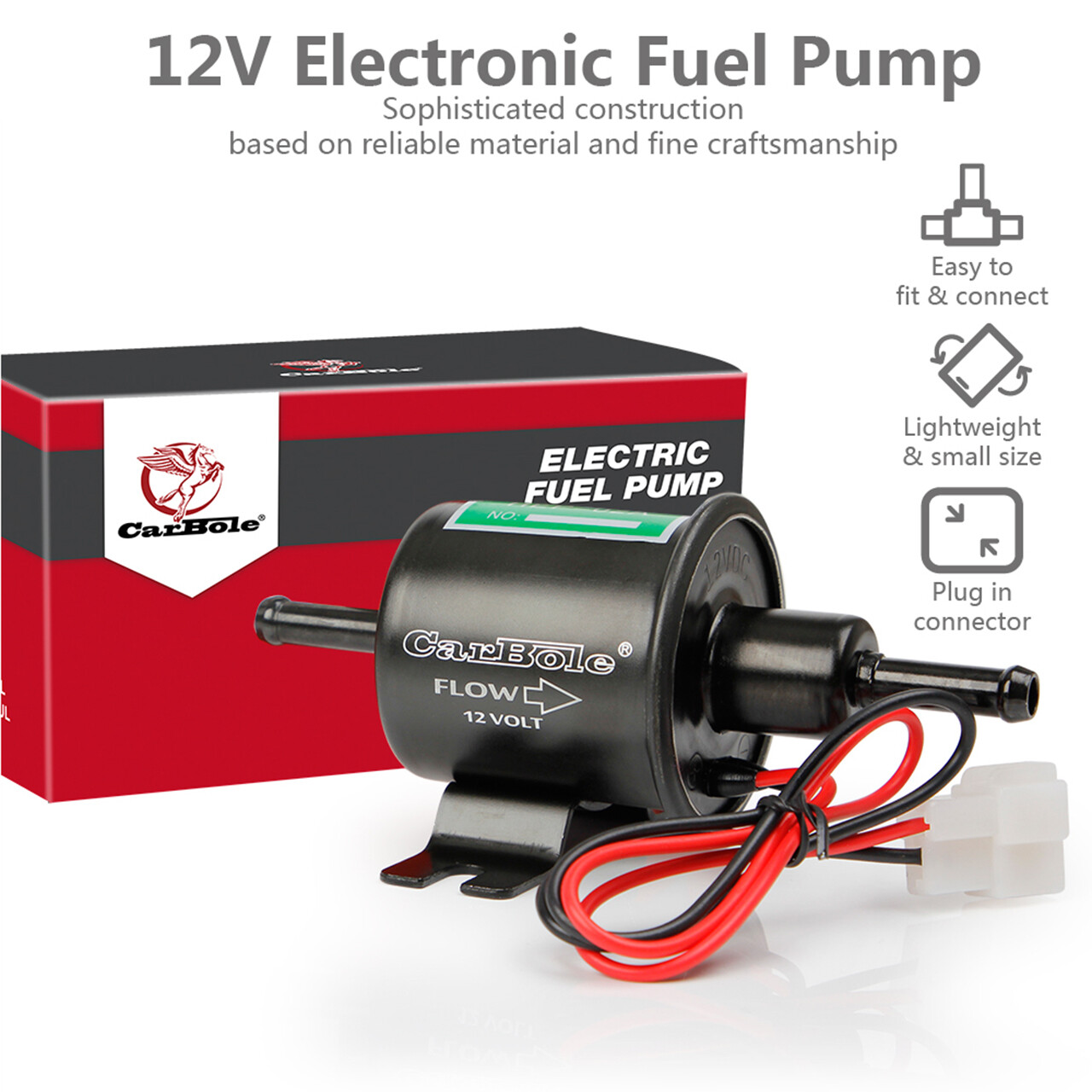 Gas Diesel Inline Low Pressure Electric Fuel Pump 12V 2.5-4 PSI HEP-02A BHEP-02A