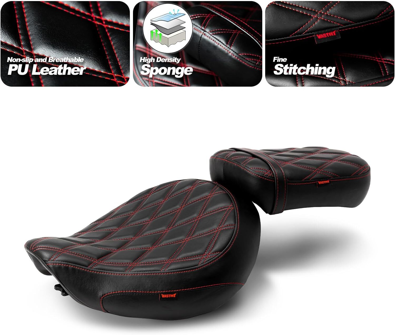 Red Stitching Shiny Diamond Full-Set Seat For Honda Shadow VT750 ACE 1998-2003
