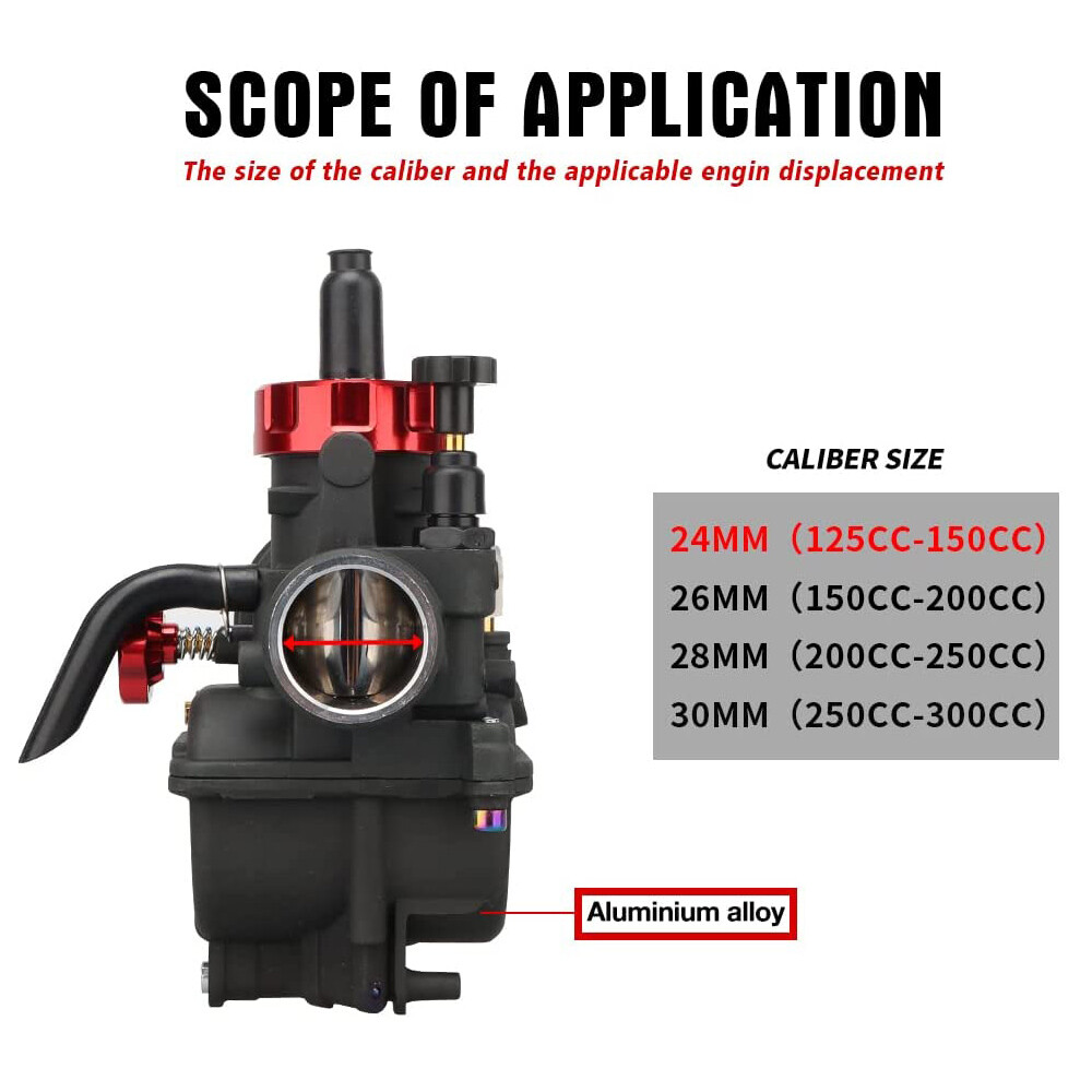 NIBBI PE 24mm Racing Carburetor w/ Jets For 100-125cc Motorcycle GY6 Scooter ATV