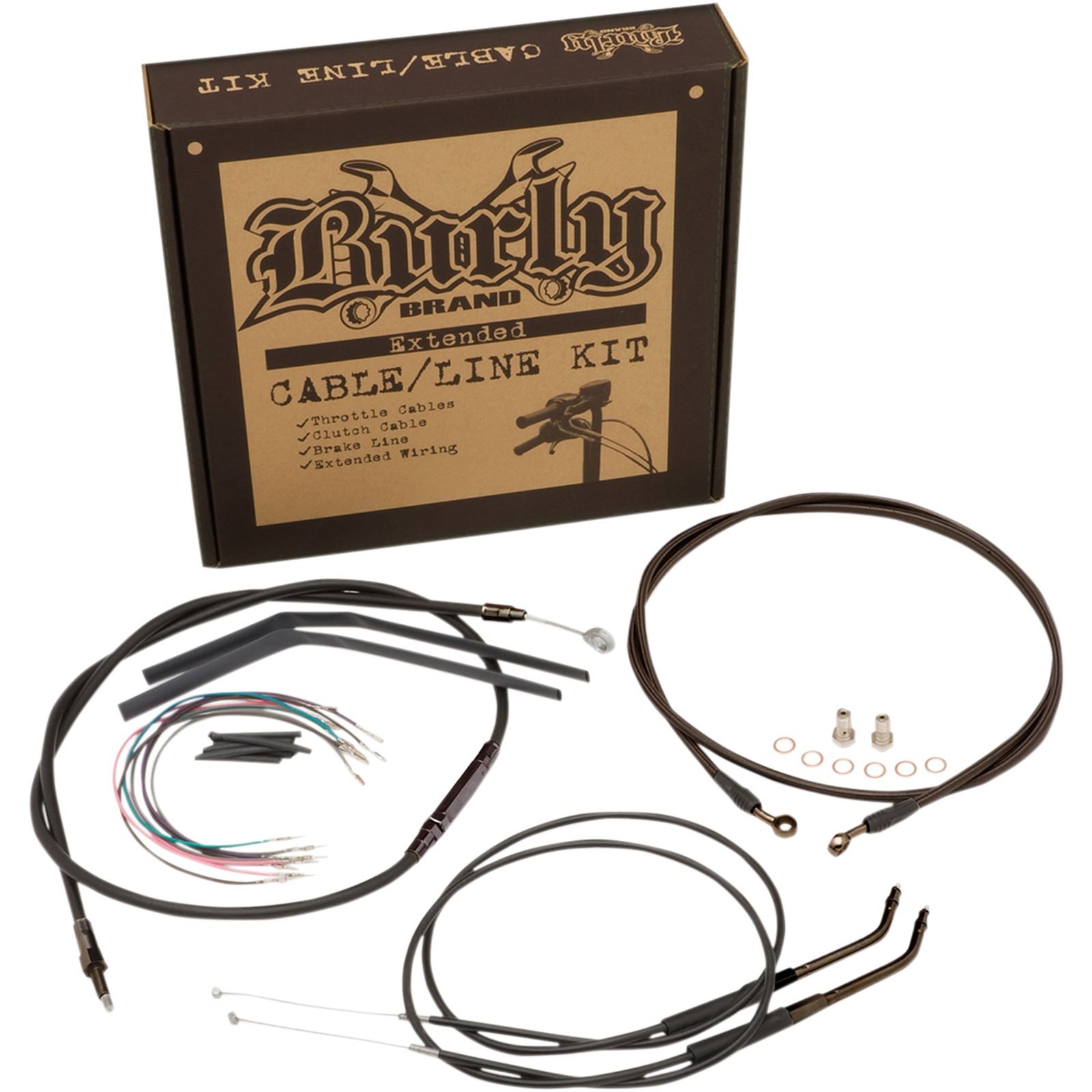 Burly Brand Black Vinyl Jail Bar Cable Kit For 10″ Handlebars B30-1139