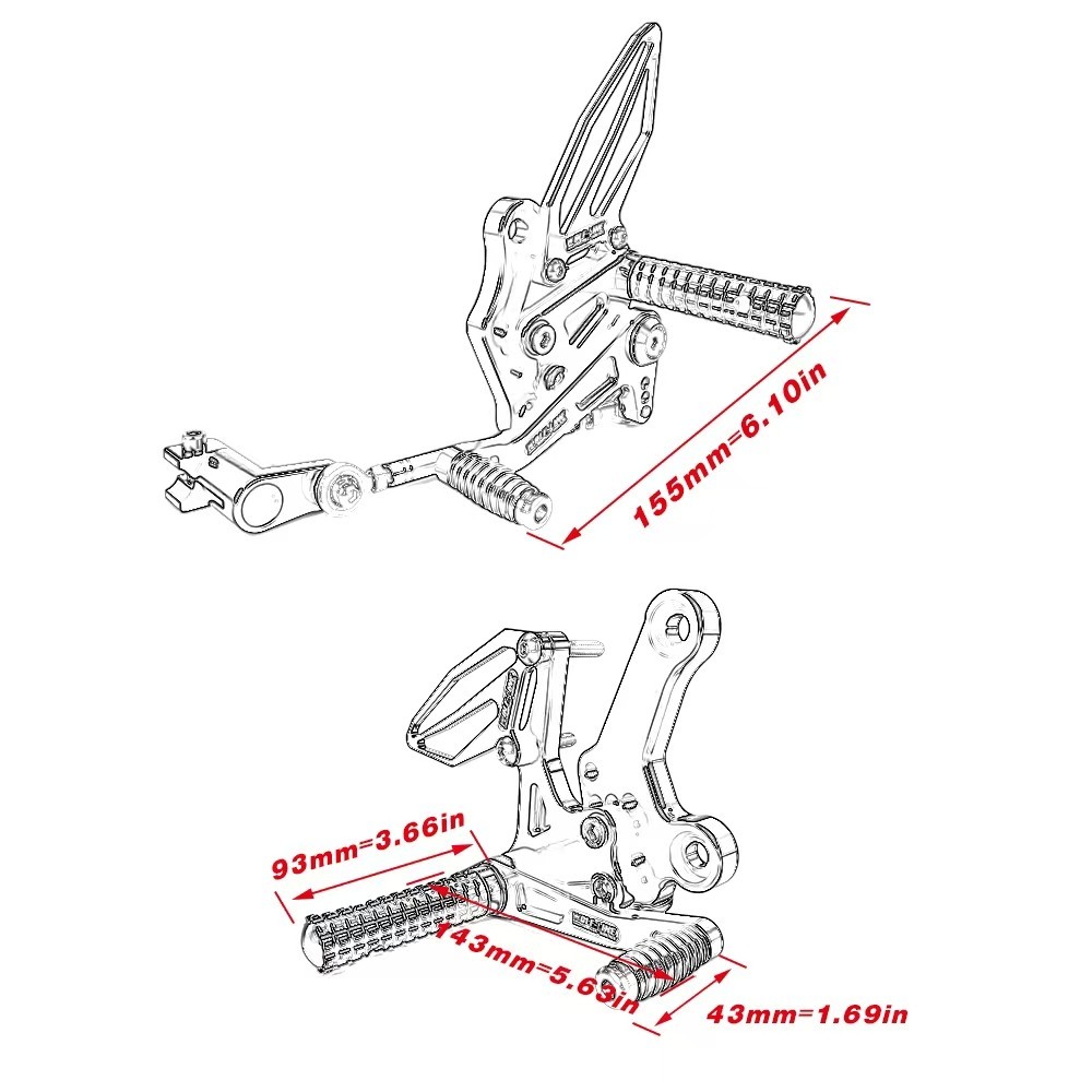 Motorcycle Rear Footpeg Foot Rests For Kawasaki Ninja400 Ninja 250 Z400