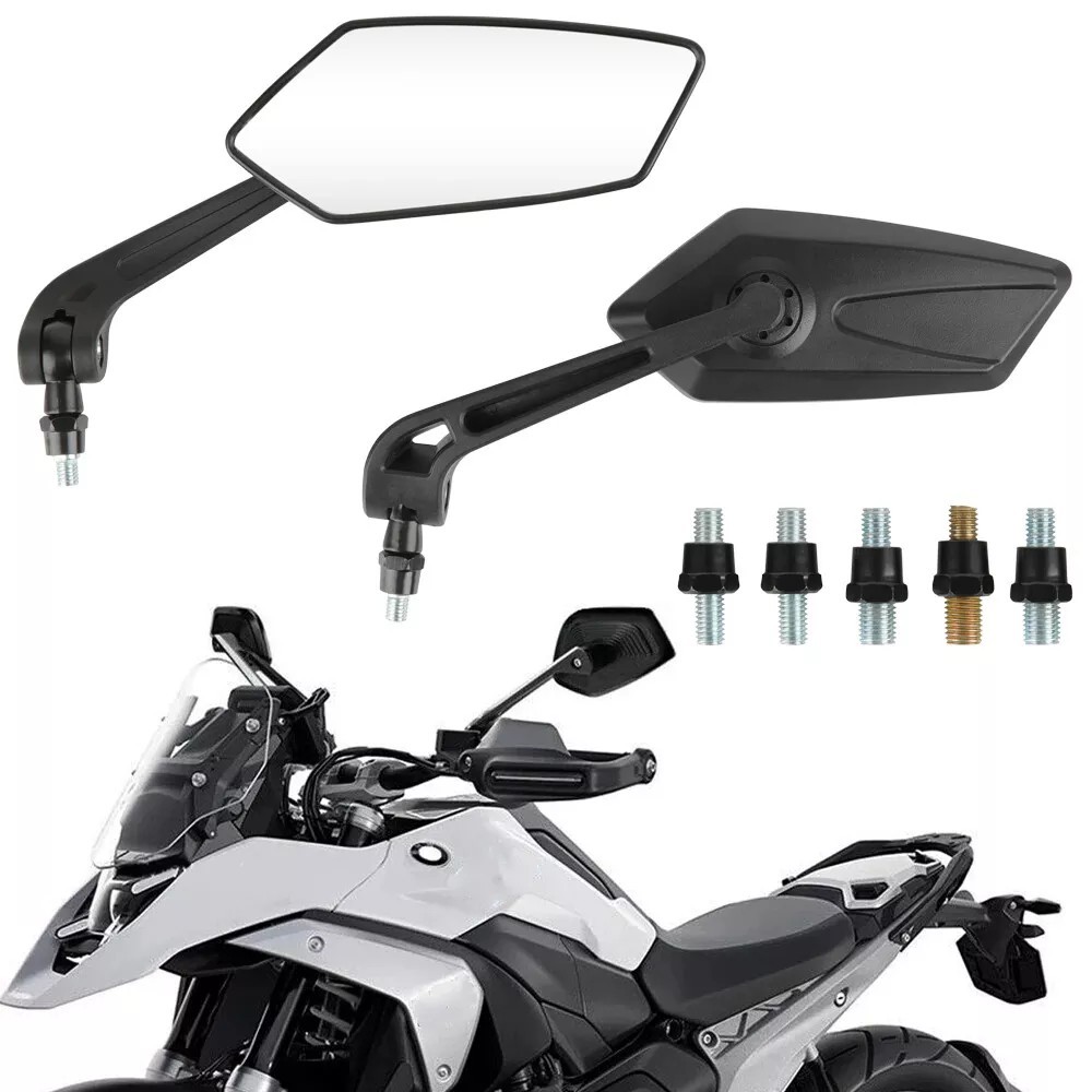 Black Pair Motorcycle Rearview Side Wing Mirrors 8mm/10mm For Honda Grom MSX 125