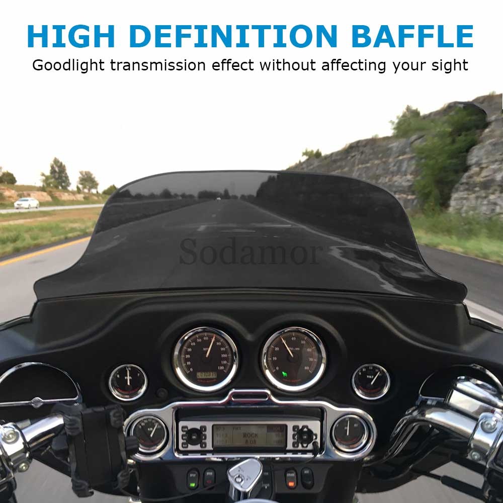 For Harley Touring Electra Glide 1996-2013 8″ Smoke Wave Windshield Windscreen