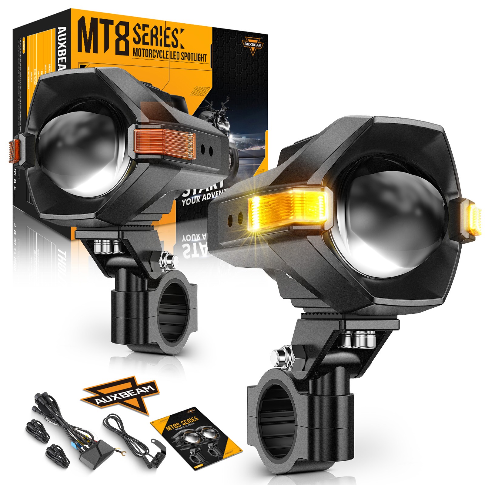 Motorcycle LED Spot Lights Headlight Driving Fog Auxiliary Lamp for Harley Honda