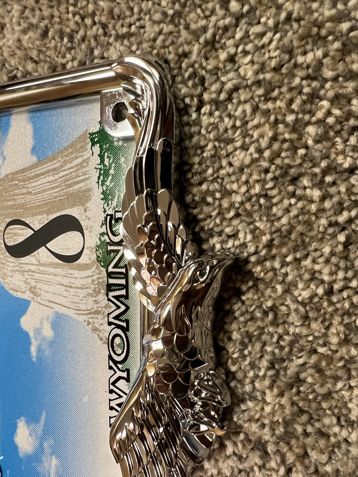 MOTORCYCLE Chrome American Eagle License Plate Tag Frame Holder