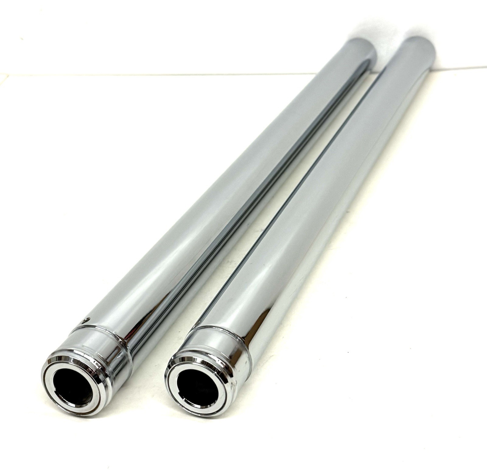 CUSTOM CYCLE ENGINEERING 41MM ULTRA CHROME 24-1/4″ FORK TUBES USA-MADE HARLEY