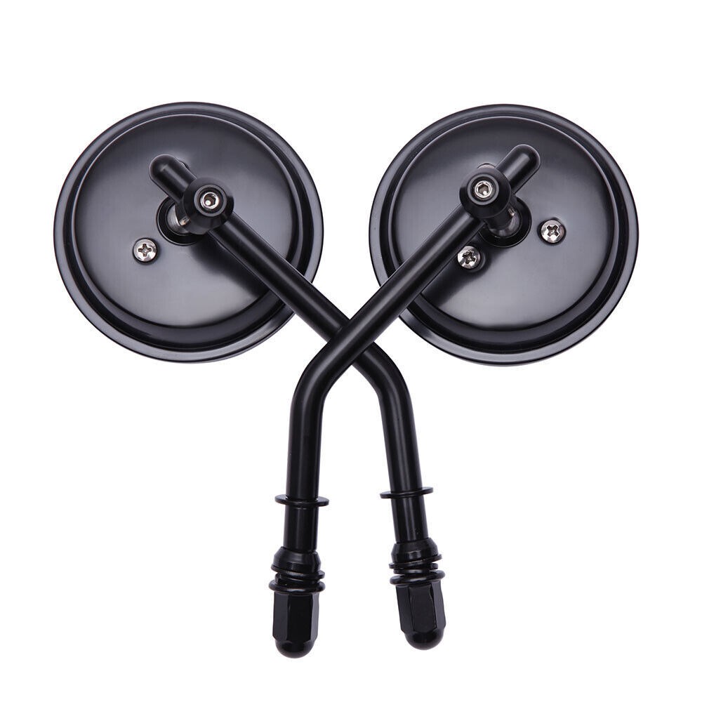 8mm Black Round Motorcycle Side Rear View Mirrors Rearview For Harley Davidson
