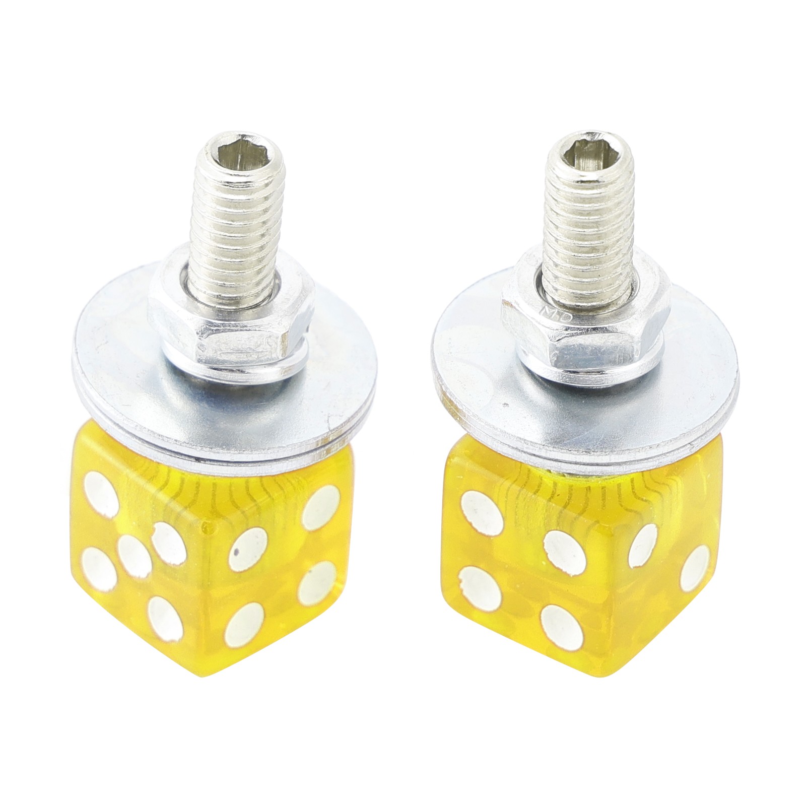 M6 Plastic Custom Head Dice License Plate Frame Screws Bolts Hardware Yellow🏍️
