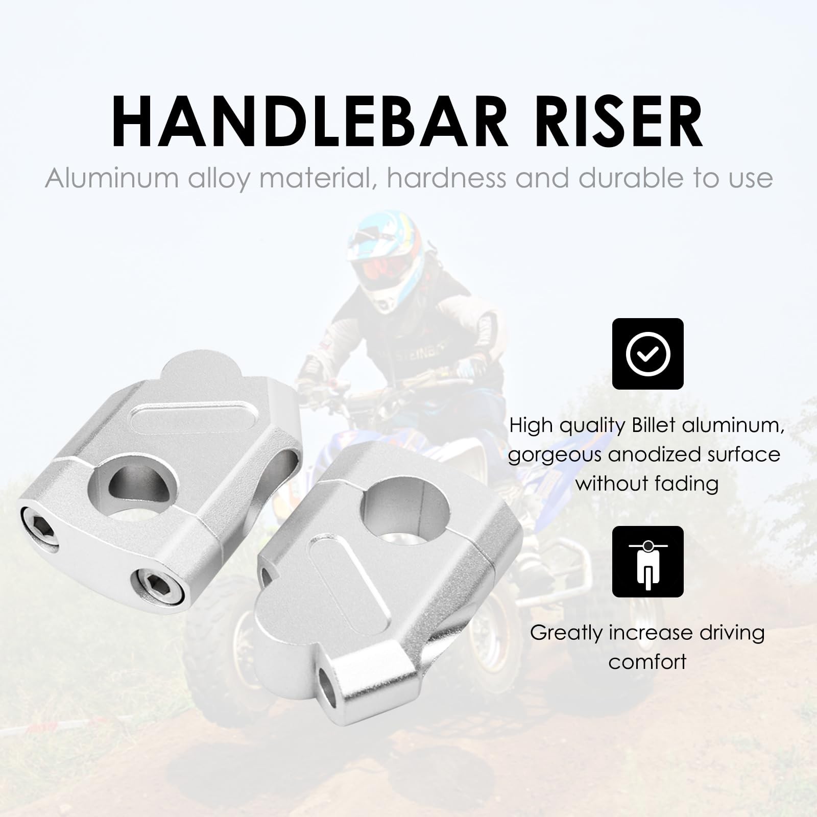 7/8 Inch Universal Motorcycle Handlebar Risers Clamps Chrome 38mm 1.5 Inch