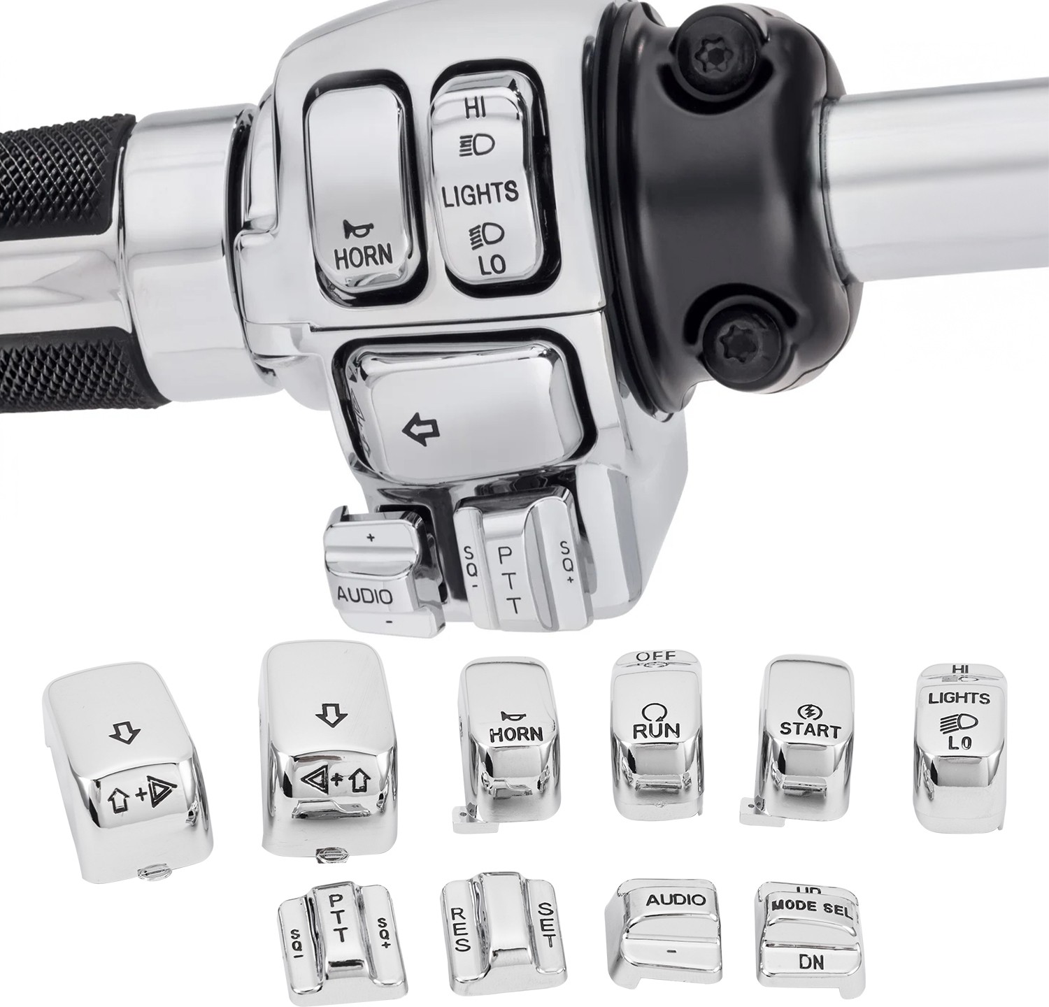 Chrome Hand Control Switch Housing Cap Button For Harley Touring Softail 96-13
