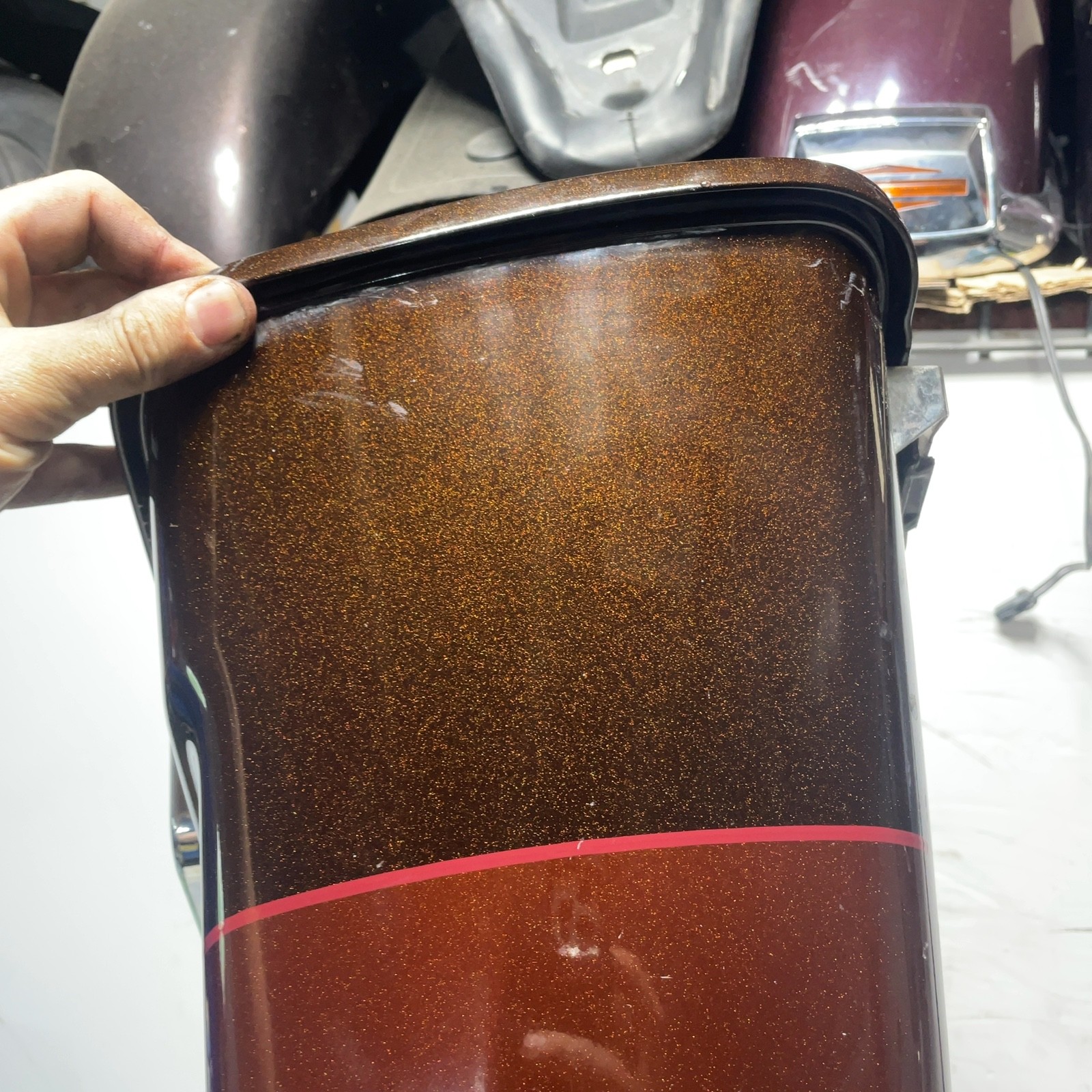 93-13 Harley Touring OEM Right Saddlebag Dark and Light Root Beer Brown 2011