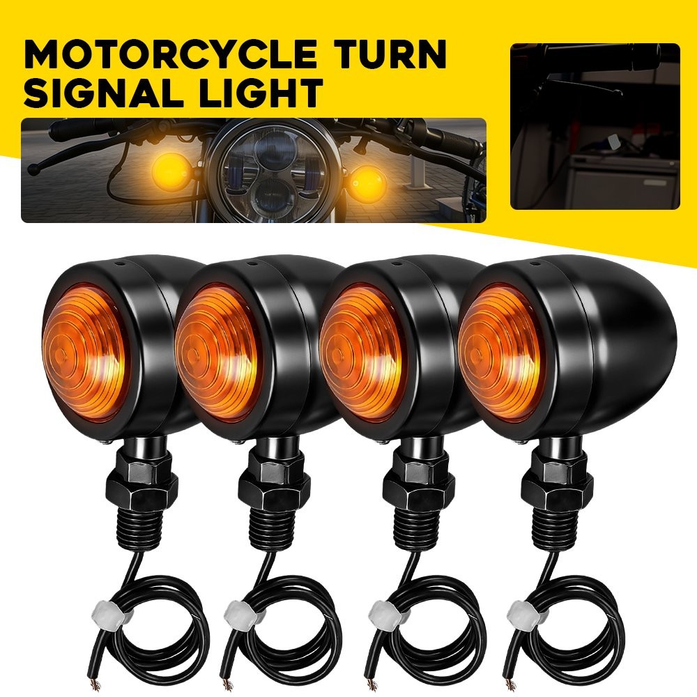 Turn Signal Amber Black Bullet Front Rear Blinker Indicator Light 1-5SET