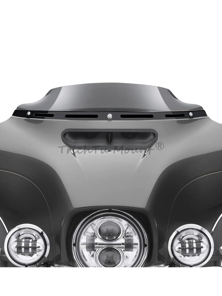 Black 4 Slotted Batwing Fairing Windshield Trim For Harley Street Glide 14-2022