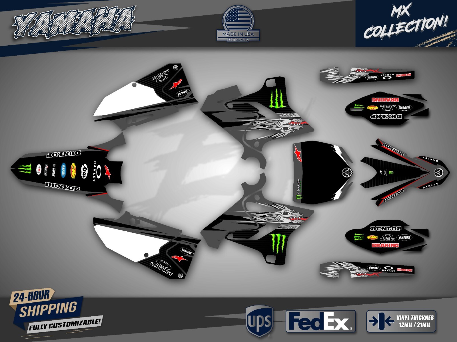 2015-2020 YAMAHA YZ 125 250 GRAPHICS KIT DECALS DECO YZ125 YZ250 2019 2018 2017