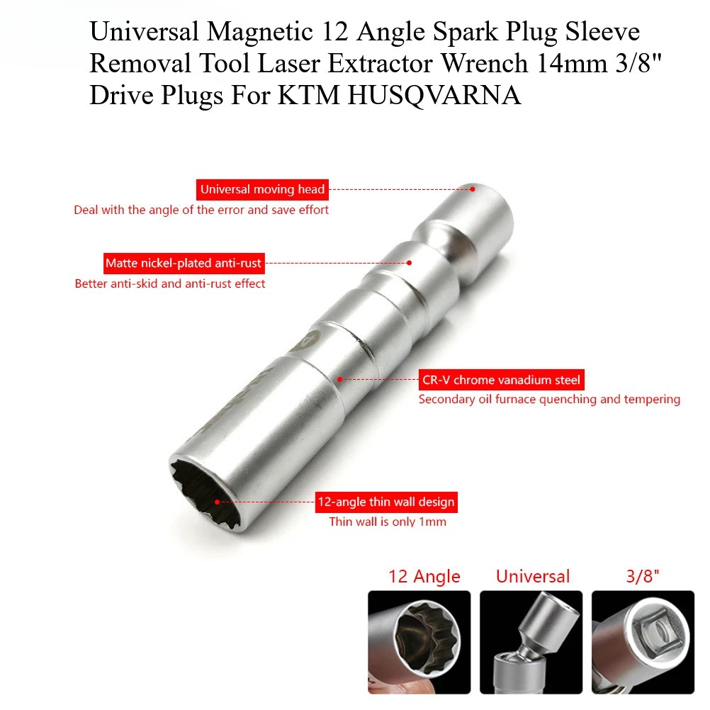 Universal Magnetic Spark Sleeve Laser Extractor Drive Plugs For KTM HUSQVARNA