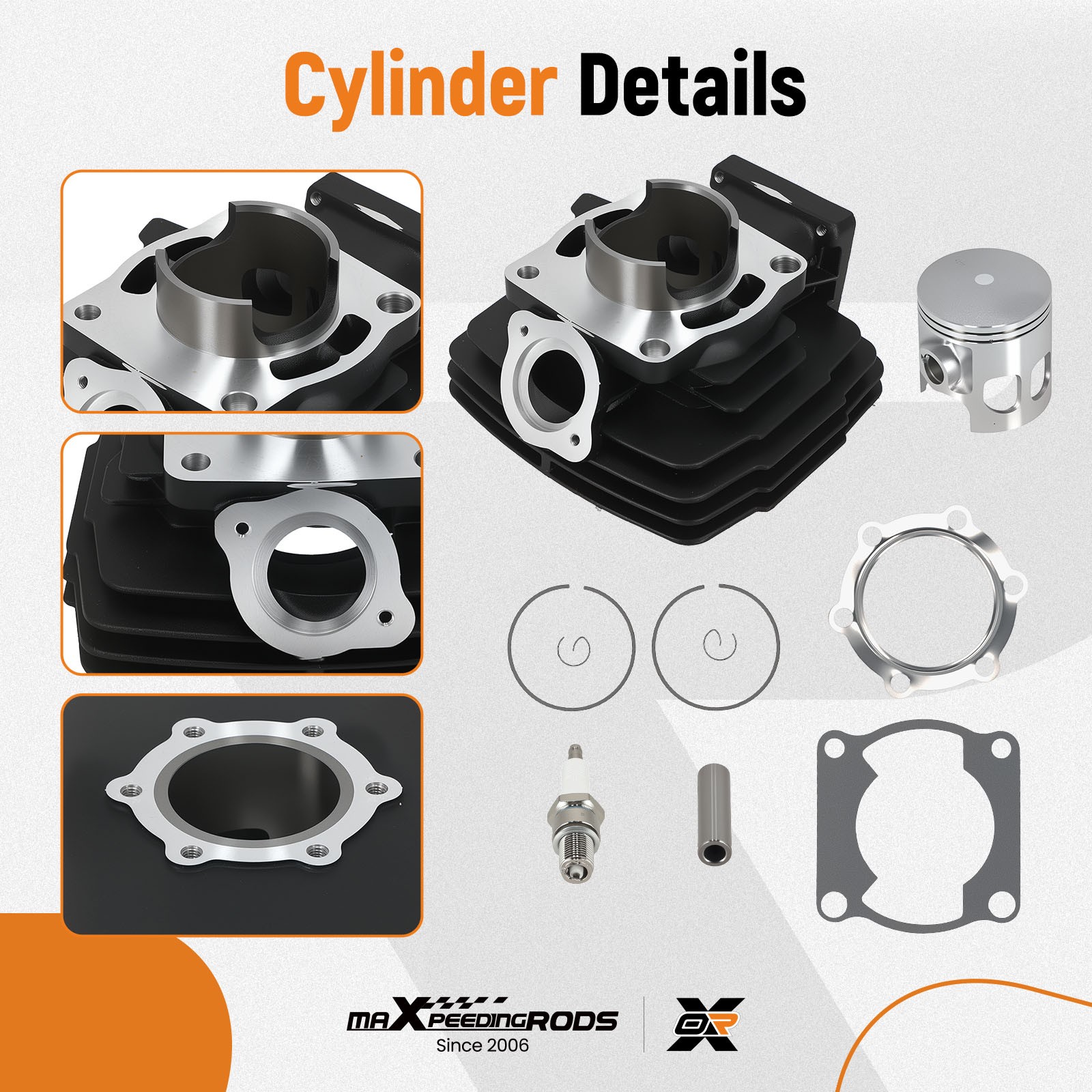 Cylinder 66mm Piston Top End Rebuild Kit for Yamaha DT175 MX175 1978-1981