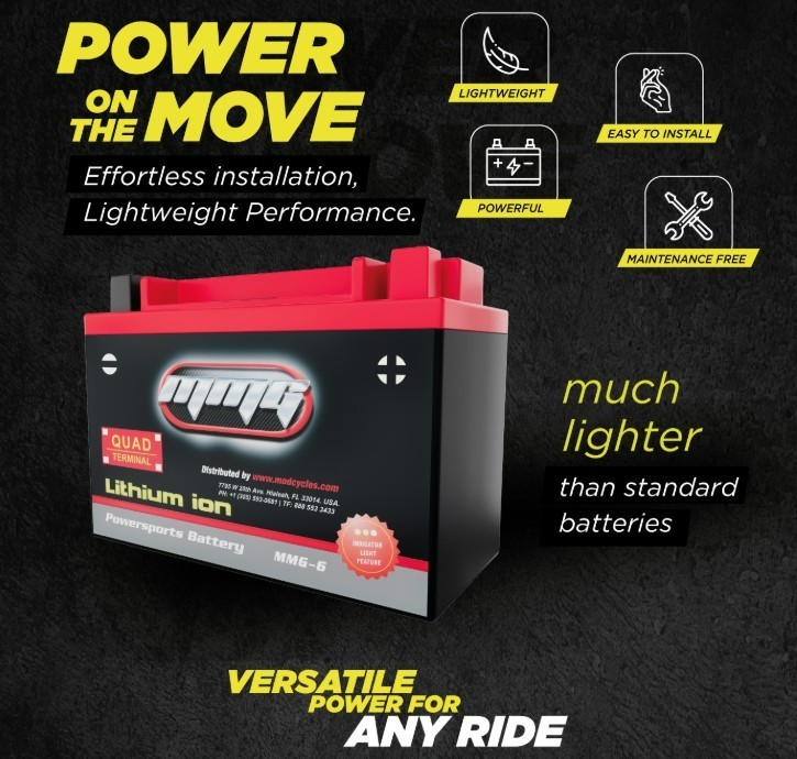 MMG 12V Lithium Ion Battery YTX24HL-BS Quad Terminal – Motorcycle ATV UTV