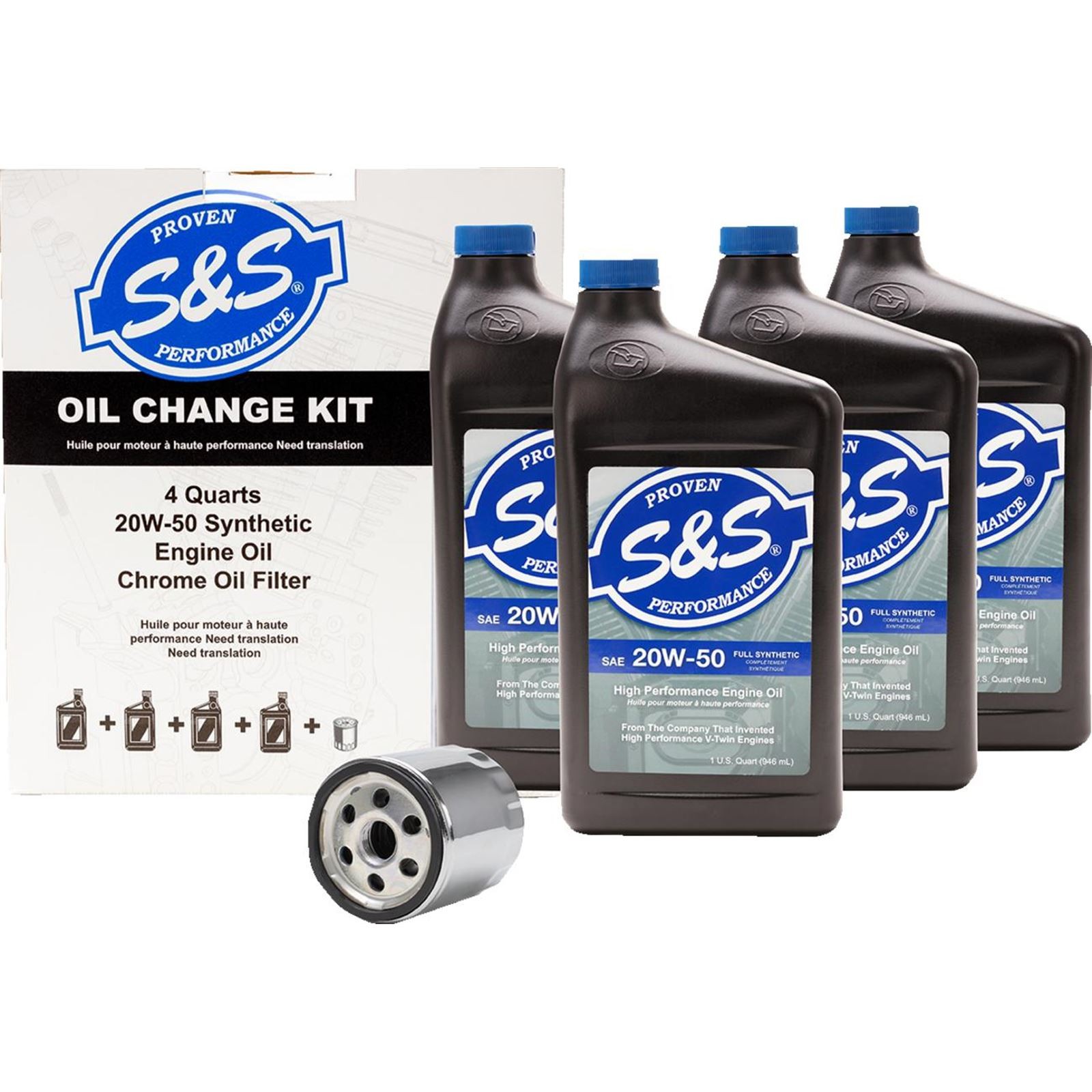 Oil Change Kit – Black Filter for ’99-’17 Twin Cam – 4 US quarts 218943