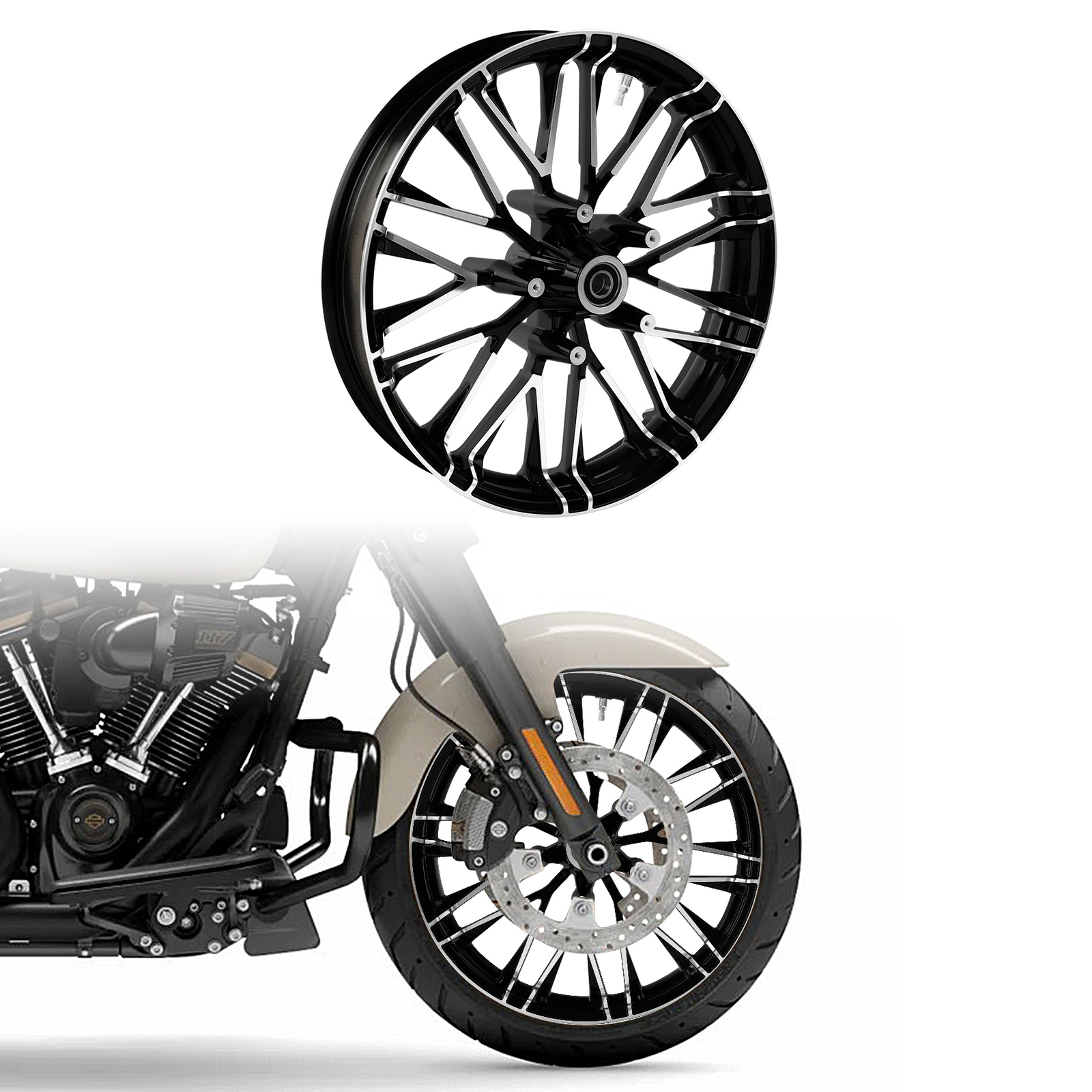 21 Inch Front Wheel Rim Hub Fit For Harley Touring Street Road Glide 08-23 ABS