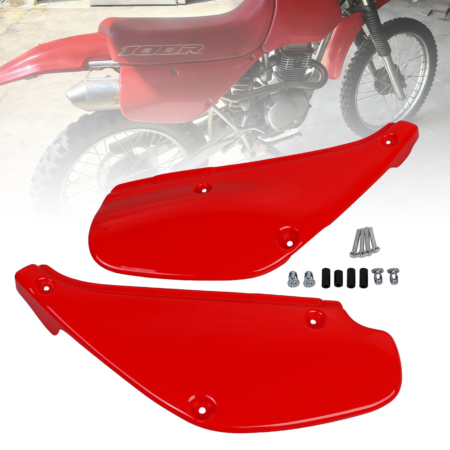 Red Plastic Left Right Side Cover Panels Plate For Honda XR80R XR100R 1988-2000
