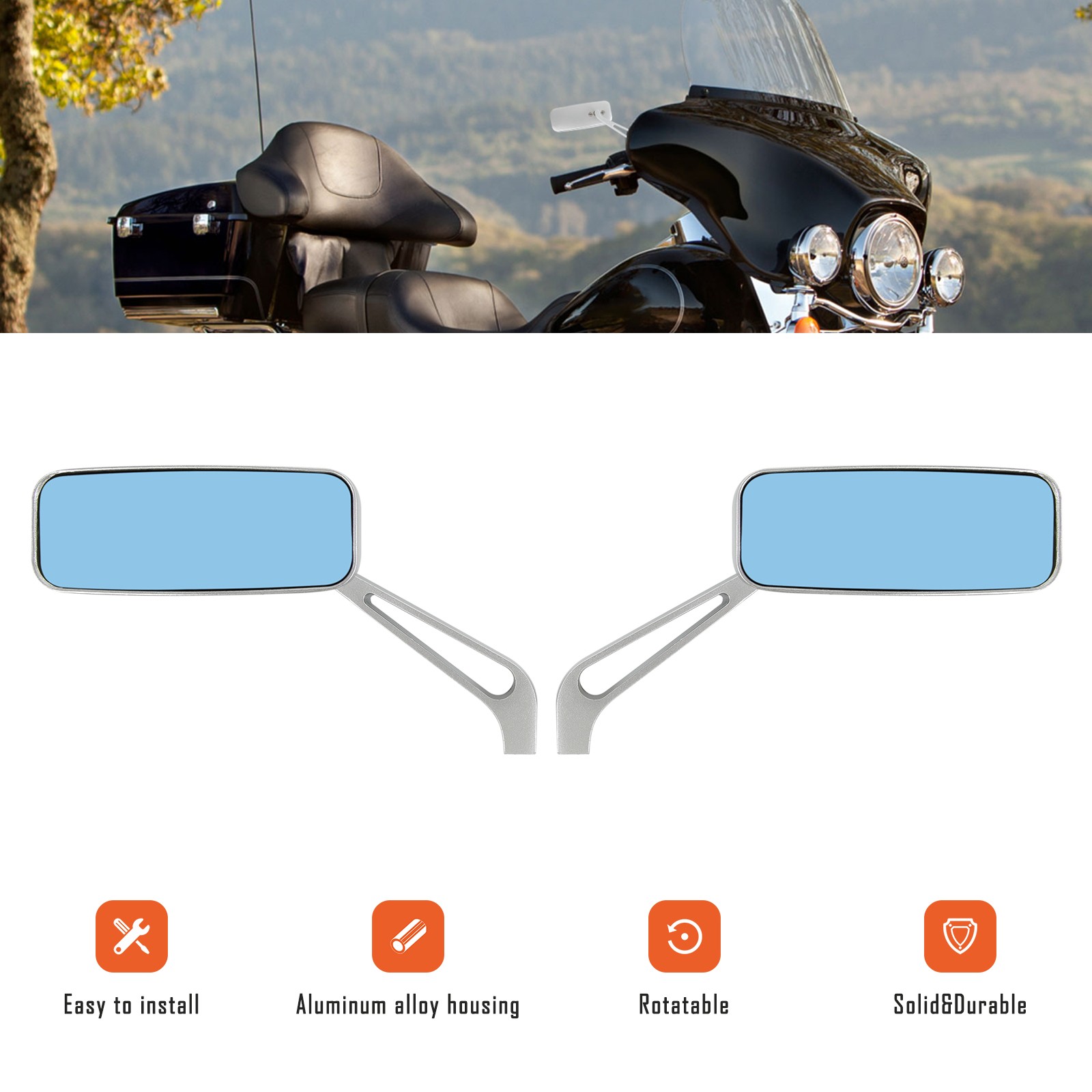 8mm/10mm Rectangle Motorcycle Rearview Side Mirrors For Honda Ruckus 50 NPS50