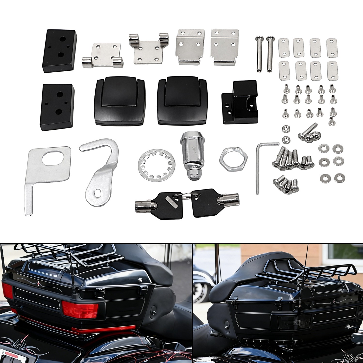 Metal + ABS Plastic Trunk Hardware Latches Hinges Lock For Harley Electra Glide