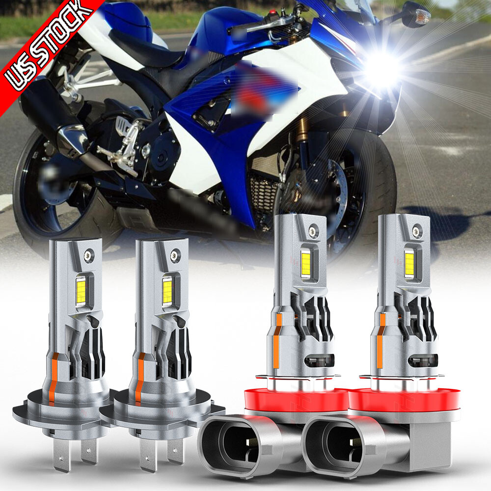 Fit 2011-2020 Suzuki GSXR 600 & 750 6000K LED Headlight Bulbs High Low Beam 4PC