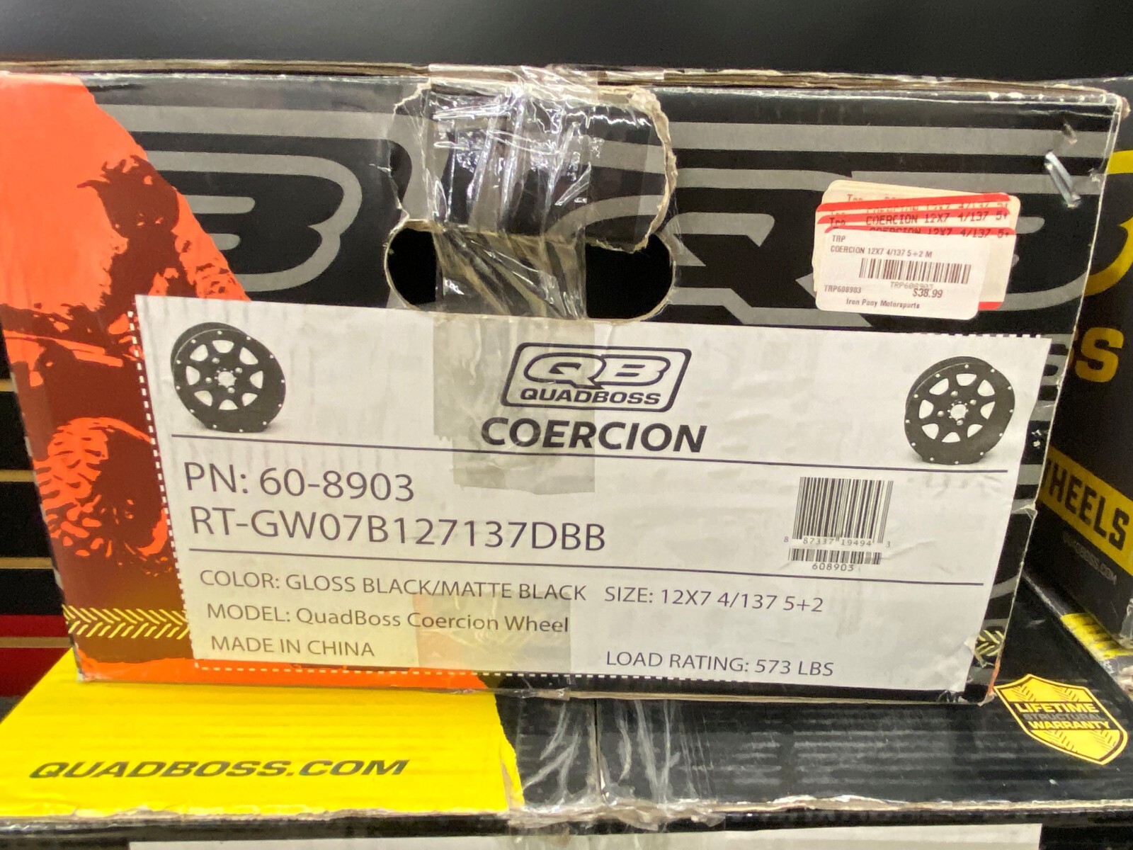 Quadboss Coercion Matte Black Wheel 12×7 4/138 5+2 ATV UTV SXS 608903