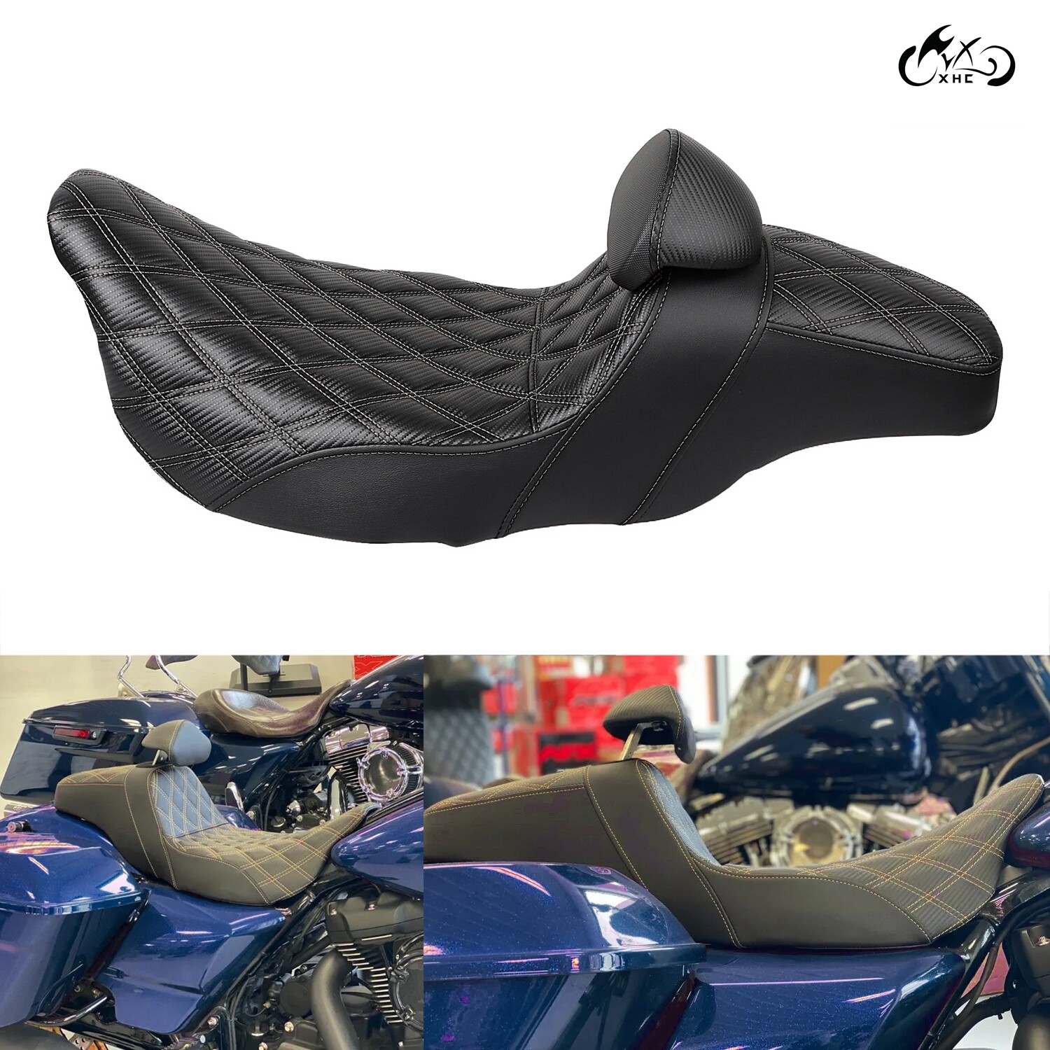 Step Up Passenger Driver Seat w/ Backrest For Harley Electra Street Road Glide