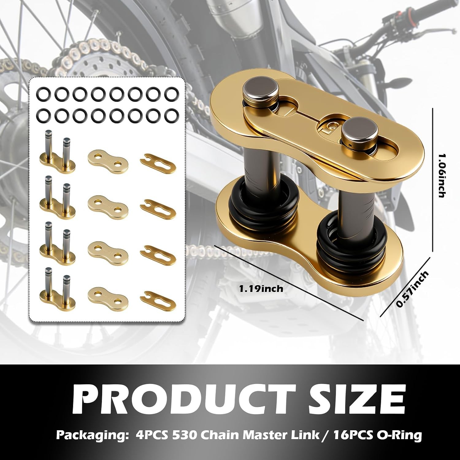 4pcs 530 Chain Master Link Heavy Duty Steel with O-Ring Seal for Motorcycle ATV