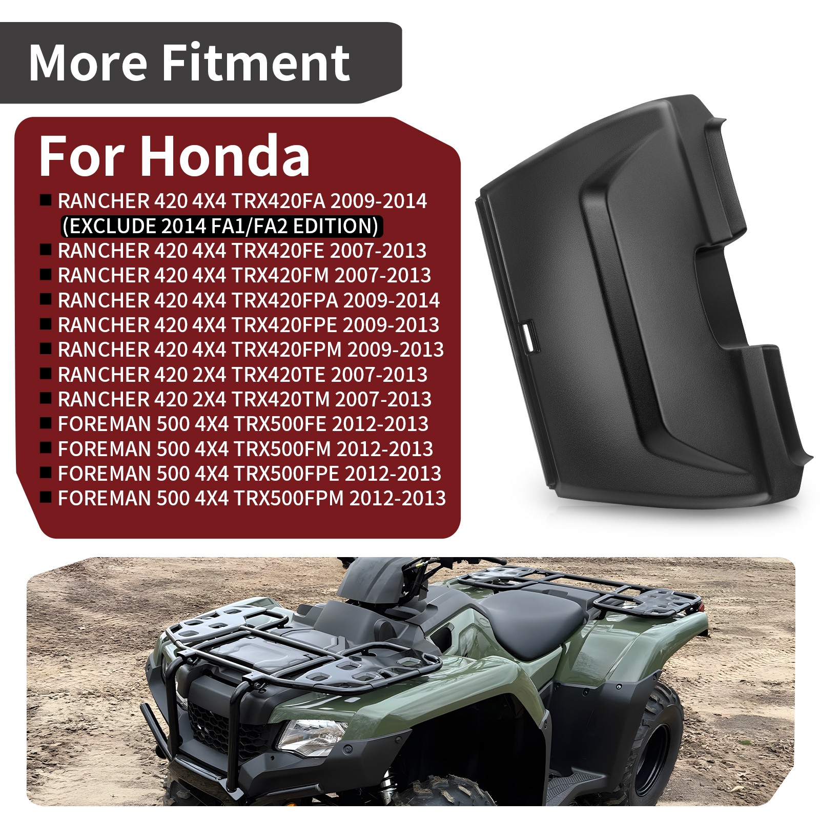 Battery Cover Lid For Honda Rancher TRX420 2007-2014 Foreman TRX500 2012-2013