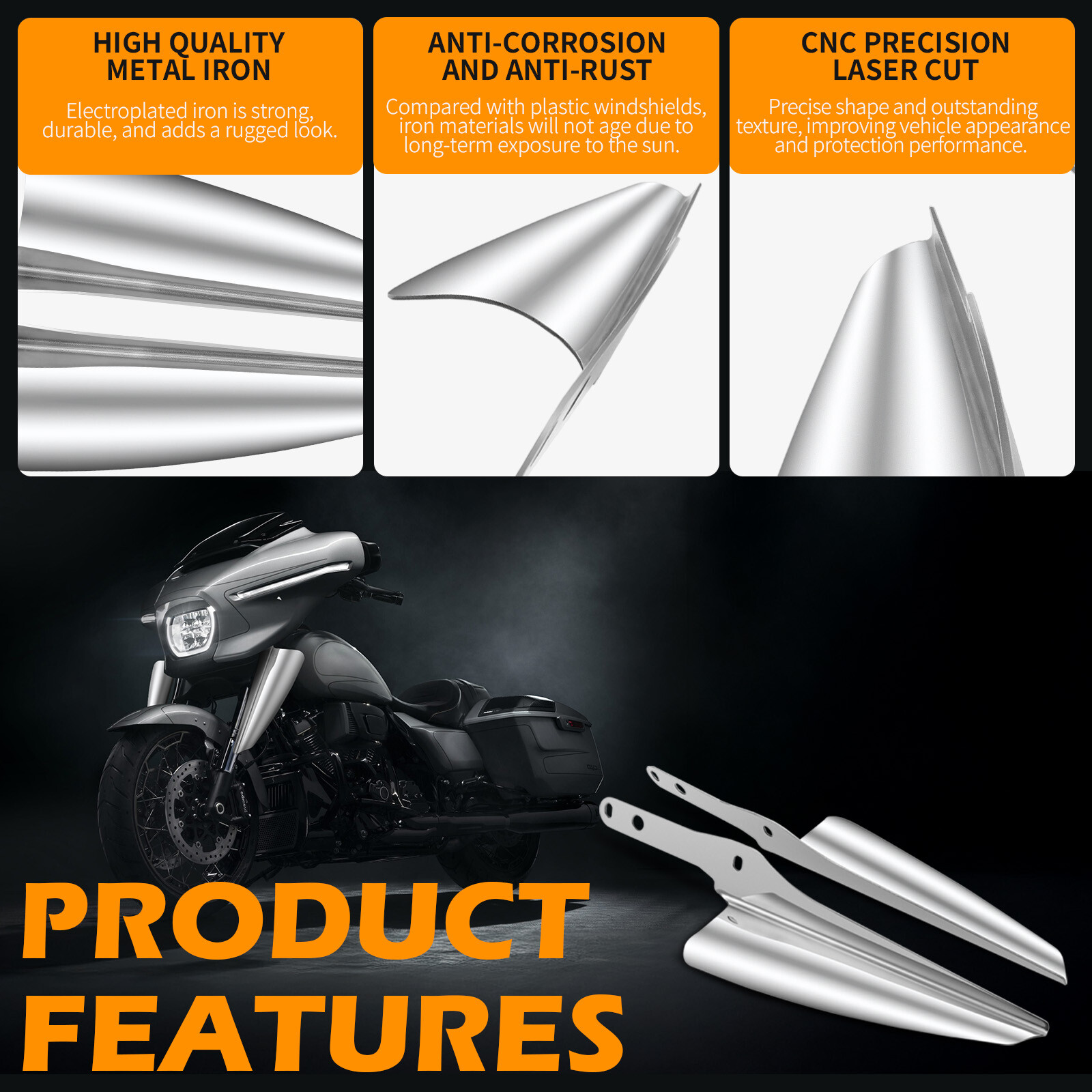 Chrome Front Fork Mount Wind Deflector For Harley Heritage Softail Classic 95-23