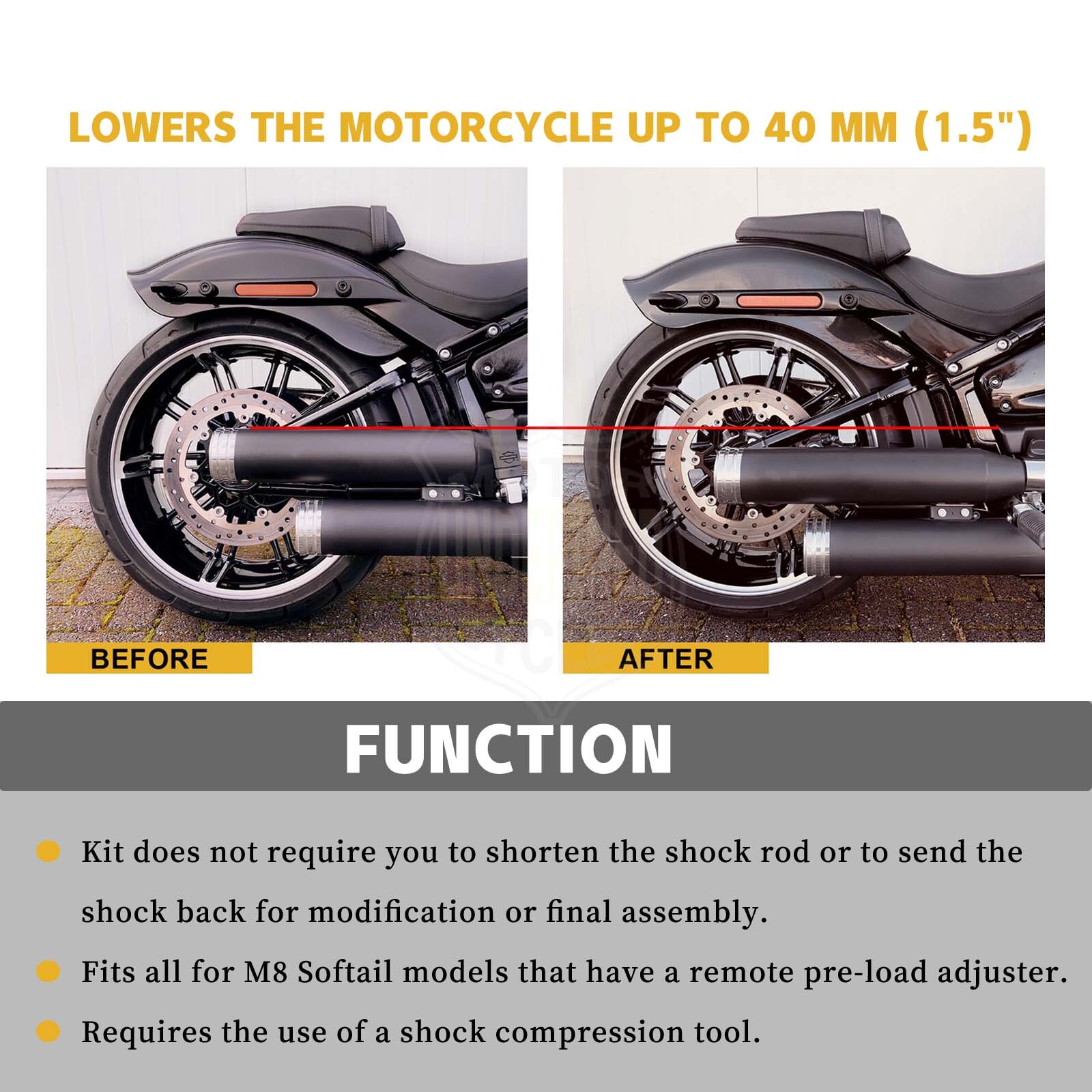 1.5″ Rear Shock Lowering Mounting Kit For Harley M8 FLSB FXLRS FXBRS Breakout US