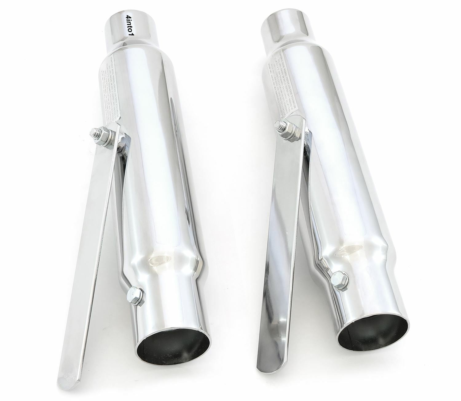 Set of 2 Shorty Mufflers – Chrome – 12″ Custom Cafe Chopper Motorcycle