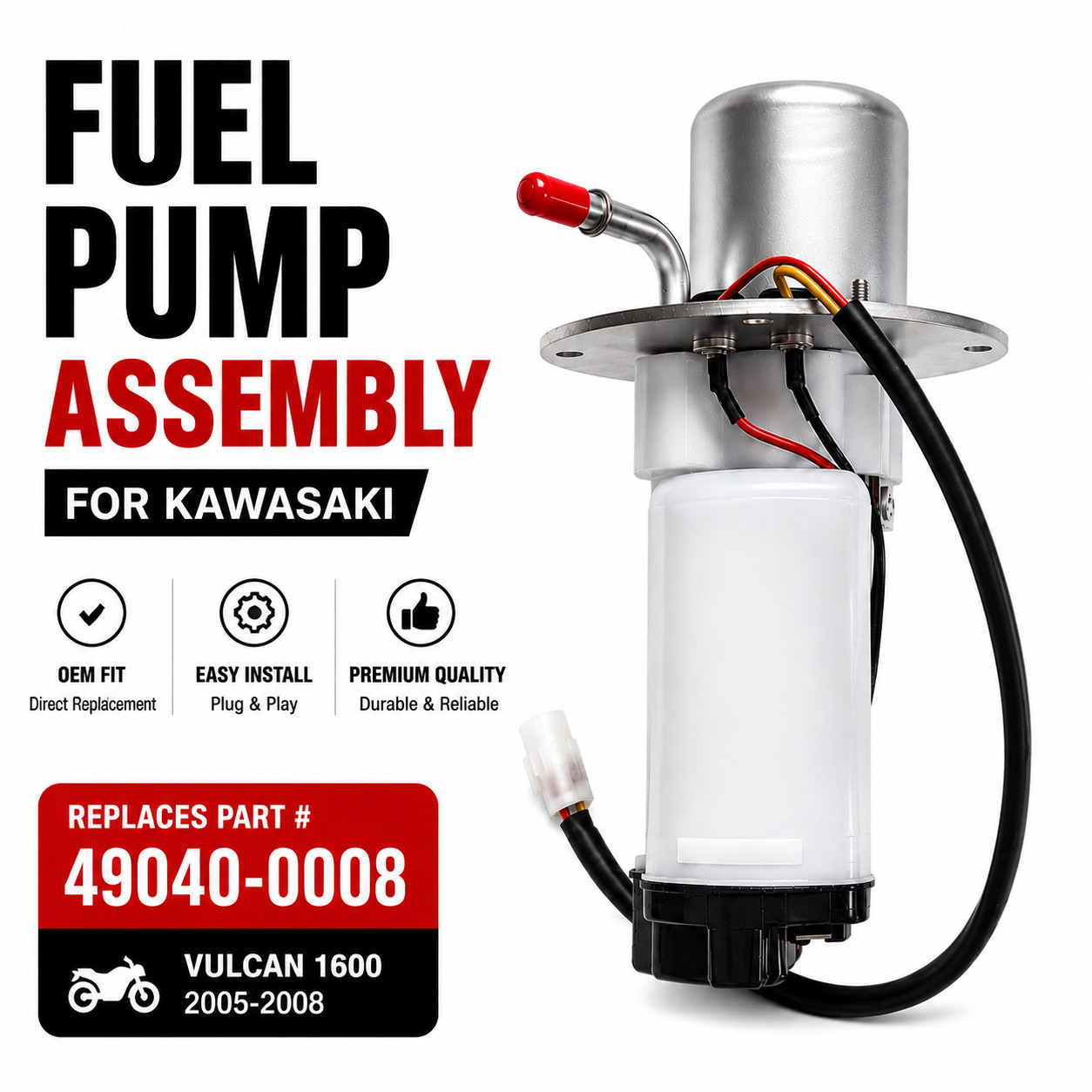 49040-0008 Fuel Pump Assembly Comatible with for Kawasaki Vulcan 1600 2005-2008