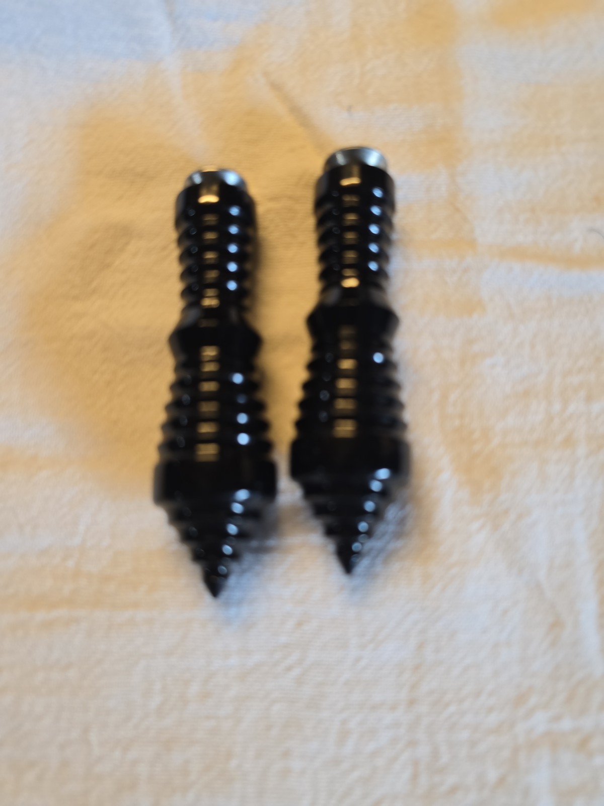Custom Black Anodized Spiked Toe Pegs – Motorcycle Shifter / Brake Peg Set