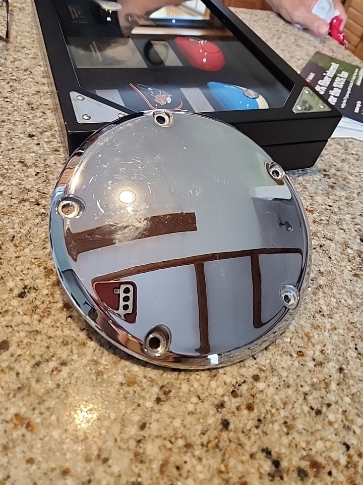 Genuine Harley Davidson Chrome Side Cover Plate “Derby” 5 Hole (H-D 60769-06)