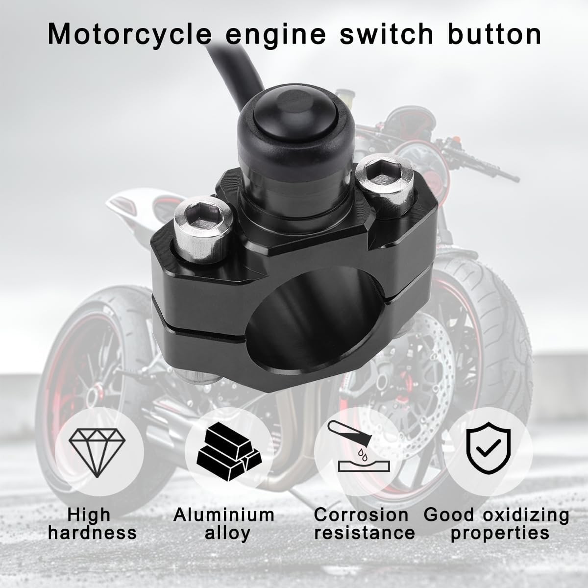 Universal Motorcycle Engine Kill Switch Button CNC, Mounting Backplate, Black, A